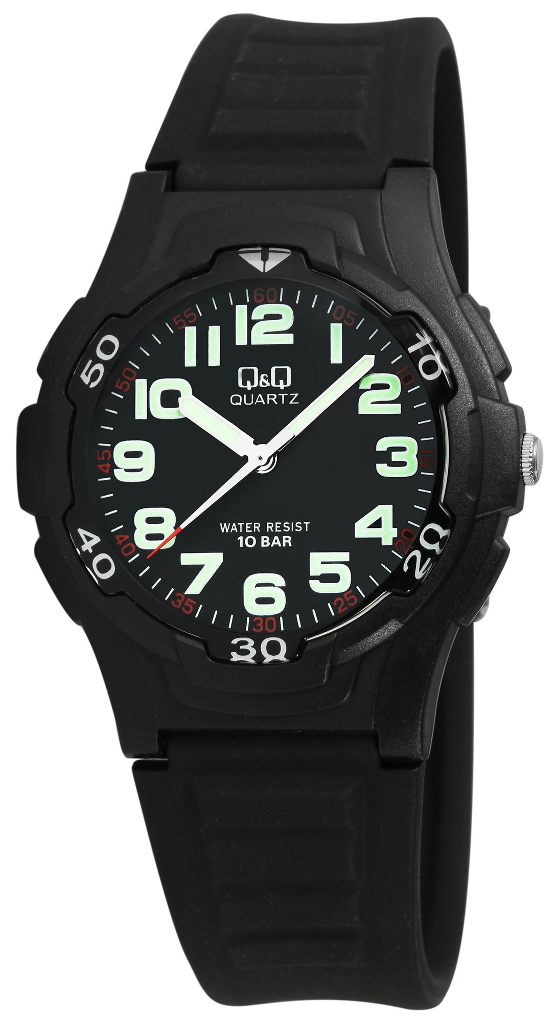 Q&Q Herrenuhr mit Silikonarmband, Ø 40 mm, schwarz