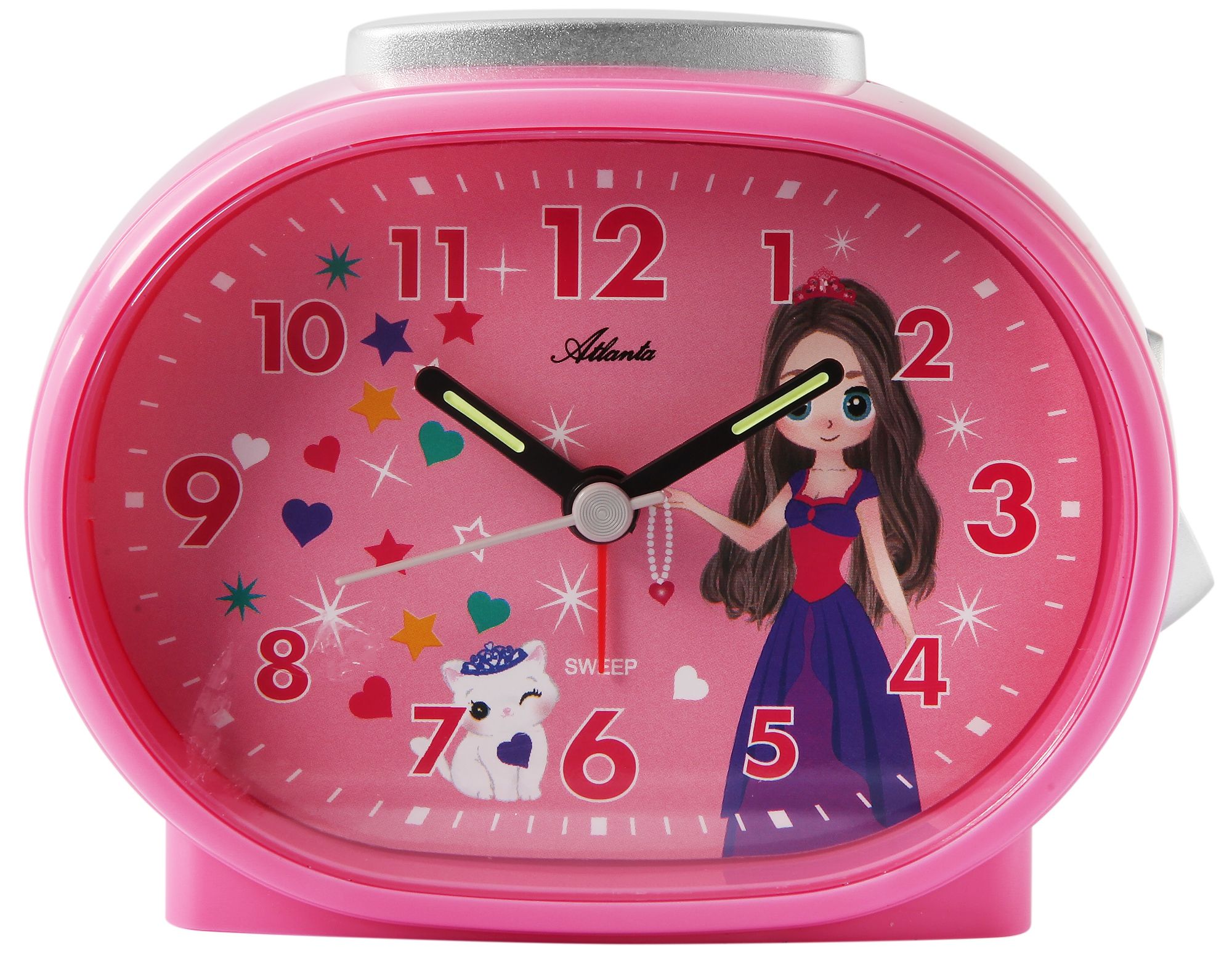 Atlanta Quarz-Wecker für Kinder, Mädchen, pink