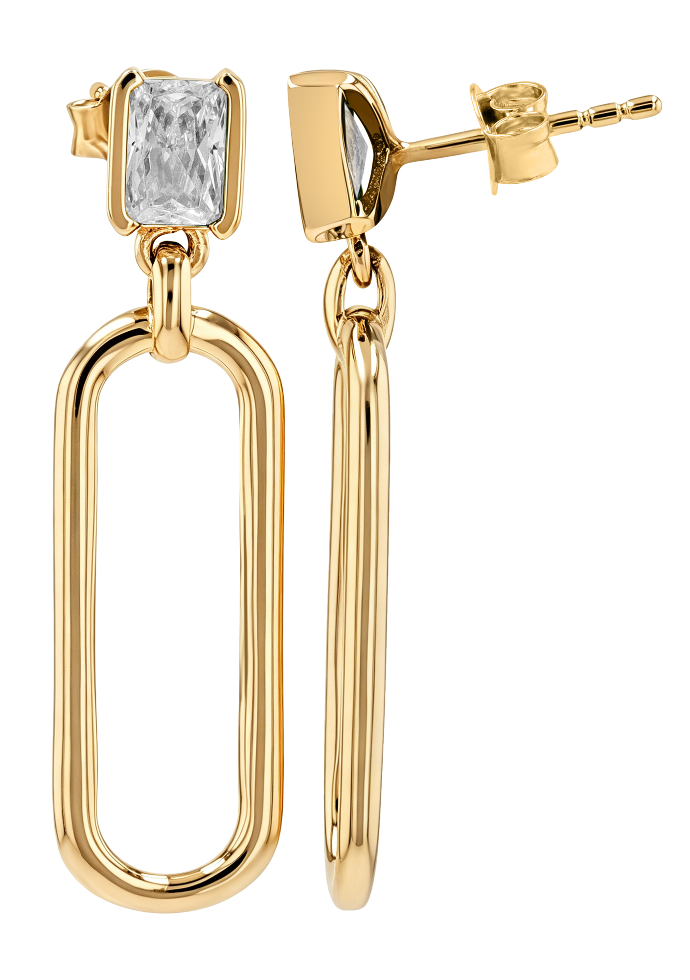 Sif Jakobs Jewellery 925/- Echt Silber Ohrstecker hängend "Roccanova Lungo", Zirkonia (weiß), vgold.