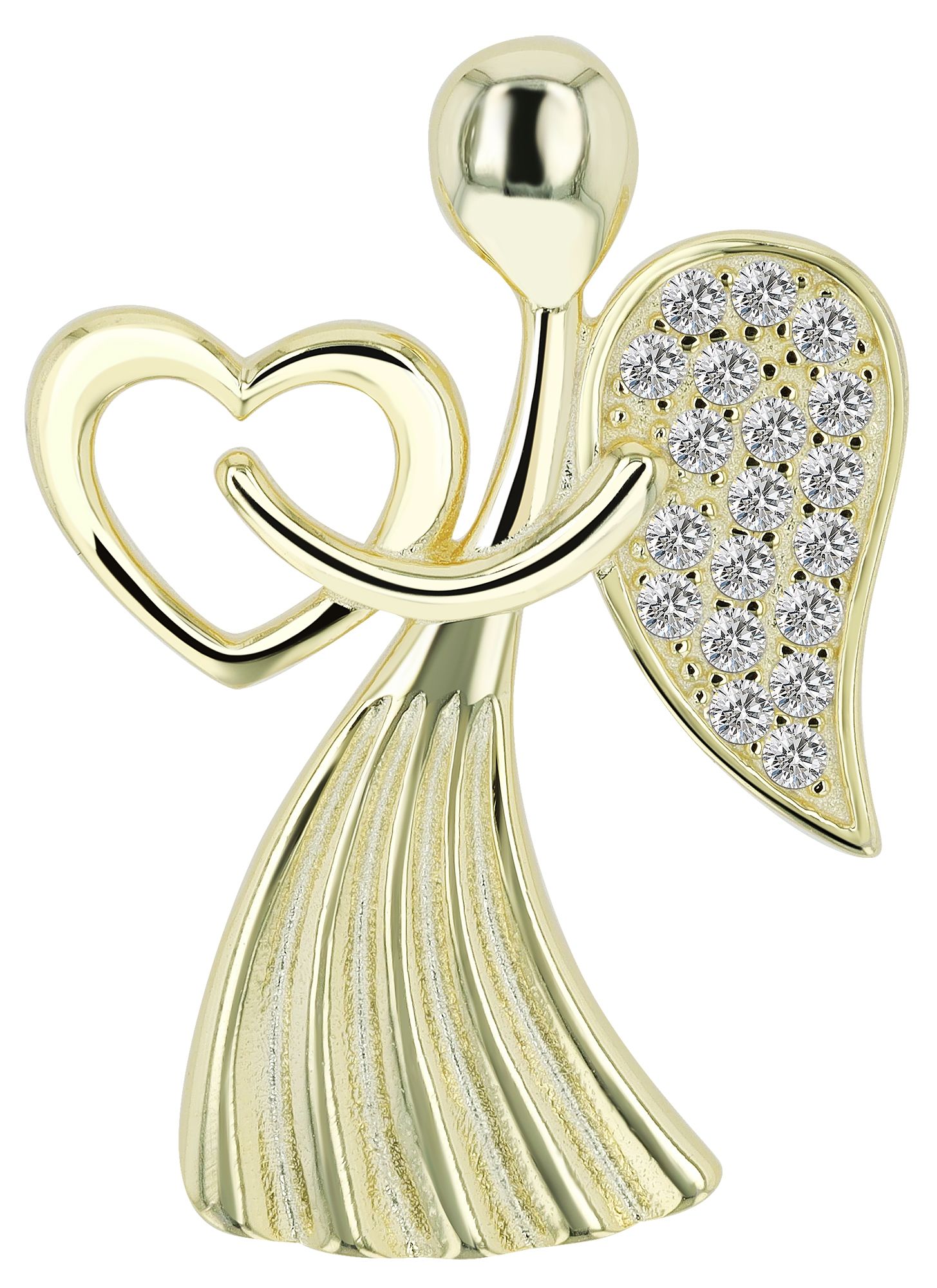 925/- Echt Silber Anhänger Engel "Alexia" mit Zirkonia, vergoldet