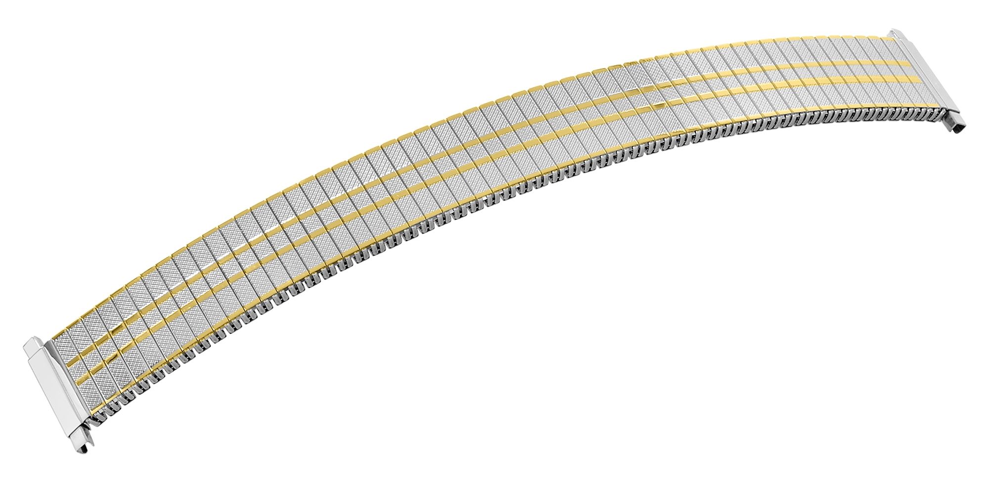 Edelstahl Zugband, silberfarben mit goldfarbenen Akzenten, 20 mm