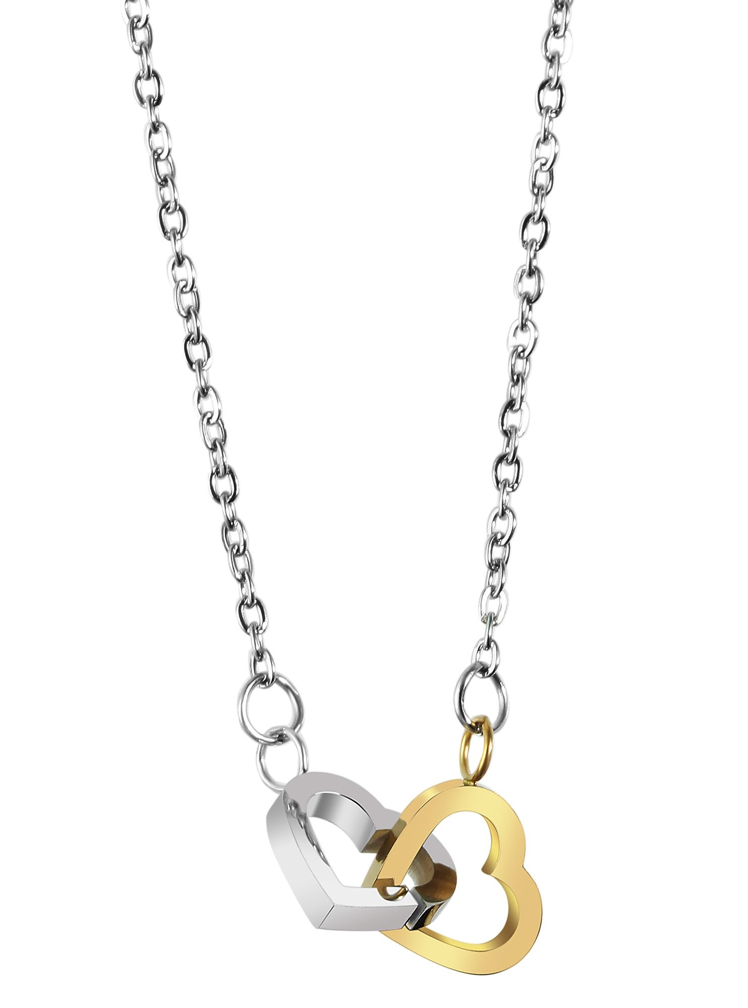 Akzent Halskette mit Herzanhänger "Lilia", Edelstahl, bicolor