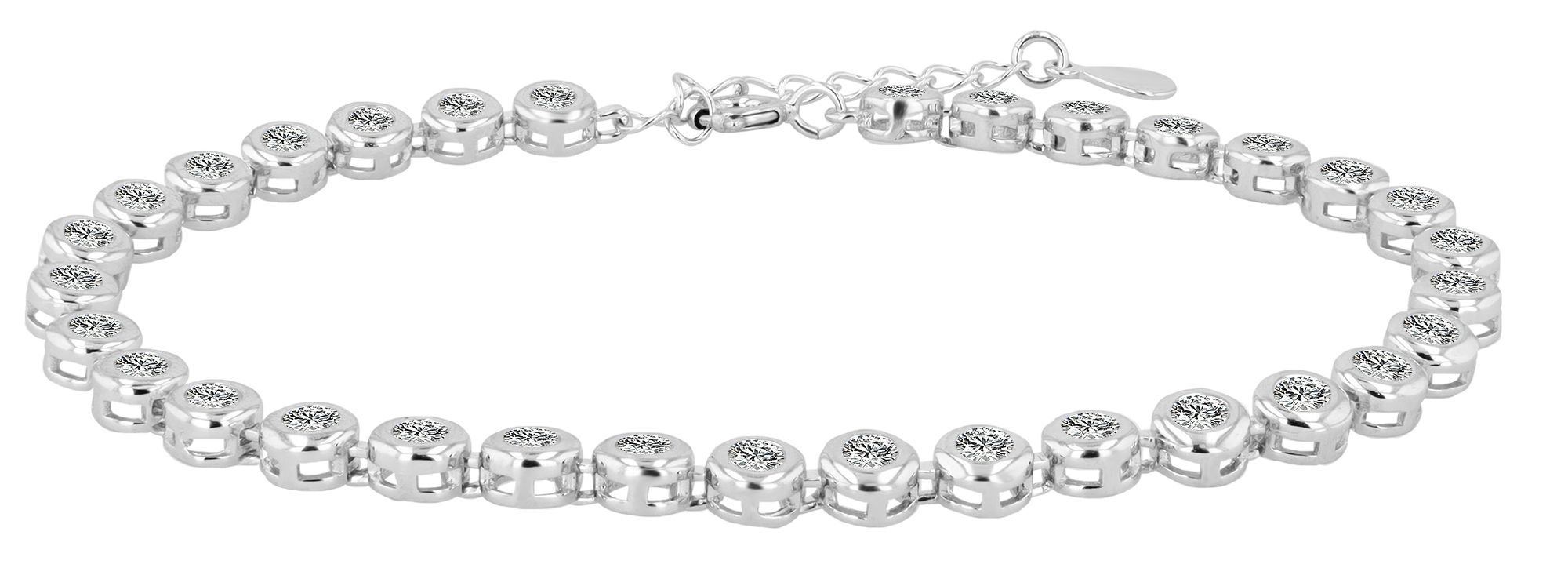 "Polina" 925/- Echt Silber Armband, 18 + 3 cm, rhodiniert