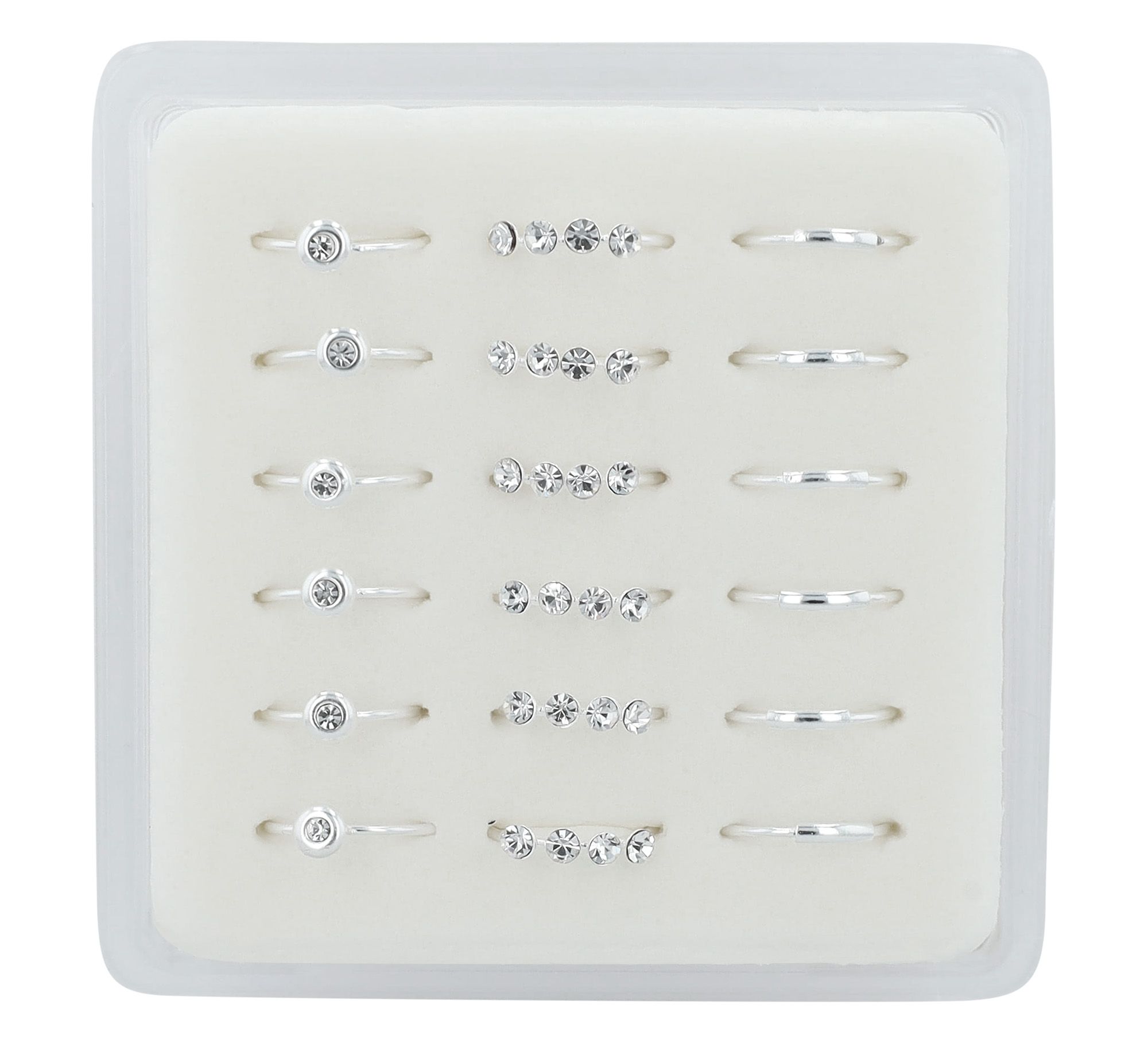 "Vola" Nasenring/ Nasenpiercing , offen, 925/- Echt Silber, rhodiniert, 3 Varianten je 6 Stk, VE-18