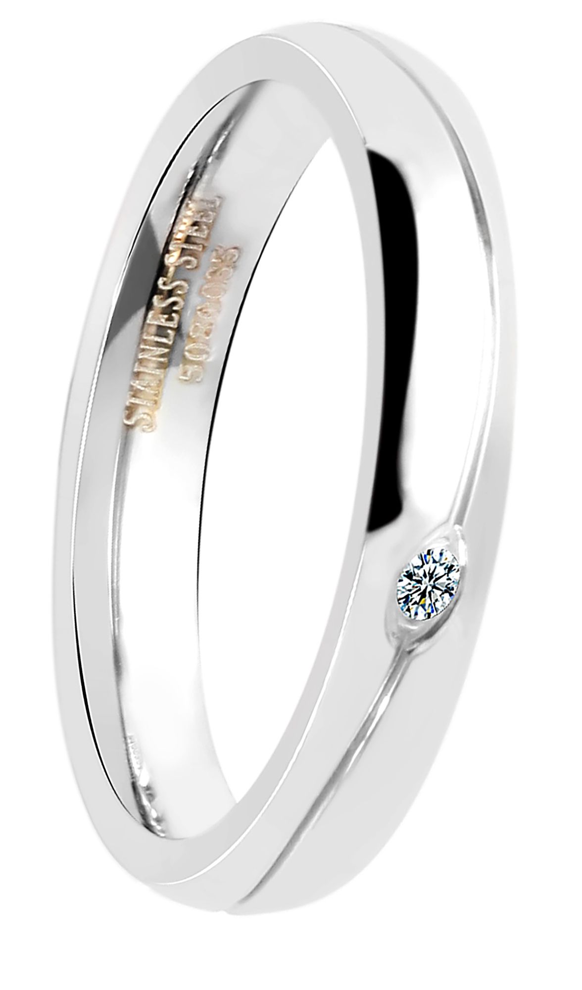 Akzent Damen-Partnerring aus Edelstahl, mit Similistein, silberfarbig, Gr. 58