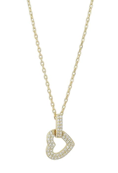 "Tuma", 925/- Echt Silber Kette, Anhänger Herz, Zirkonia, vergoldet