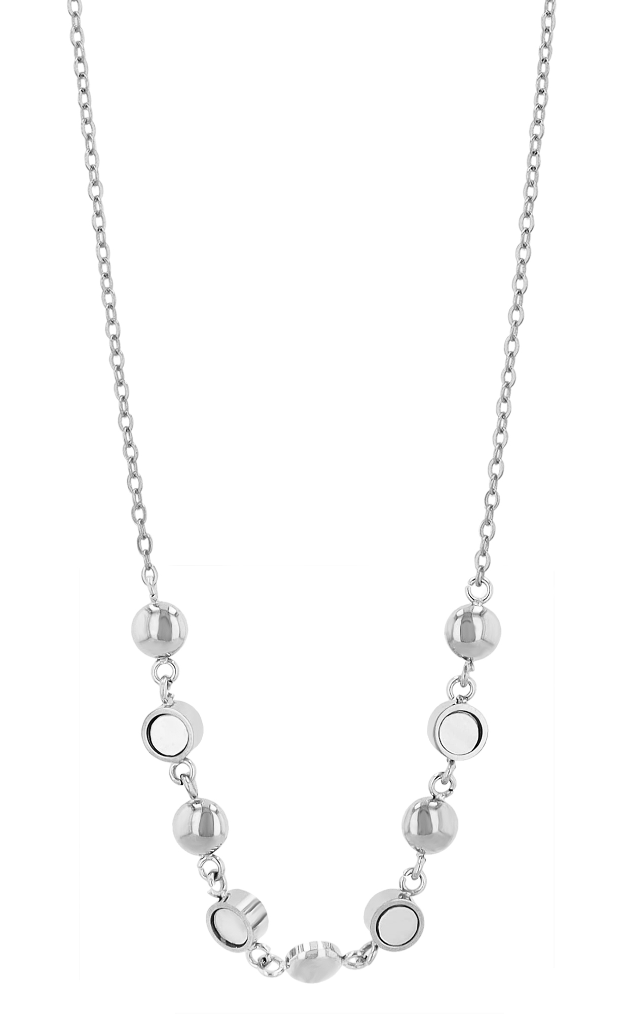 "Dilan" Edelstahlkette mit Anhänger, Perlmutt, 41 + 5 cm