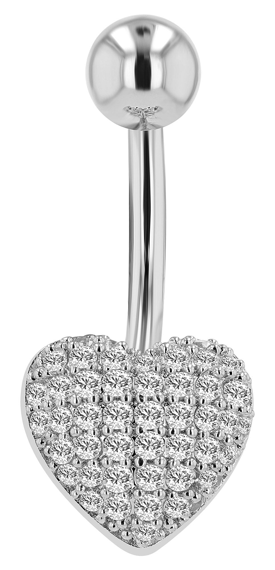 "Yalena" 316L Edelstahl-Messing Bauchnabelpiercing, Herz, Stabstärke 1,6 mm/ Länge 11 mm
