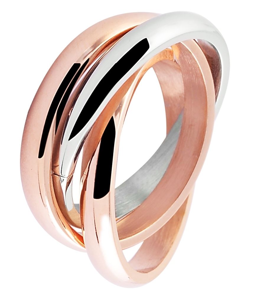 "Anea", Edelstahl Damenring, bicolor roségoldfarben/silberfarben, Gr.58