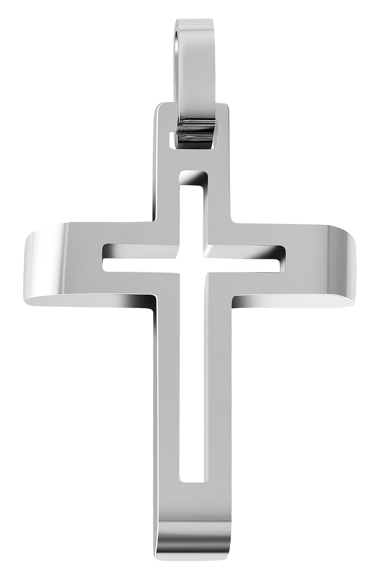 "Serene" Akzent Anhänger, Kreuz mit Öffnung, Edelstahl, silberfarben