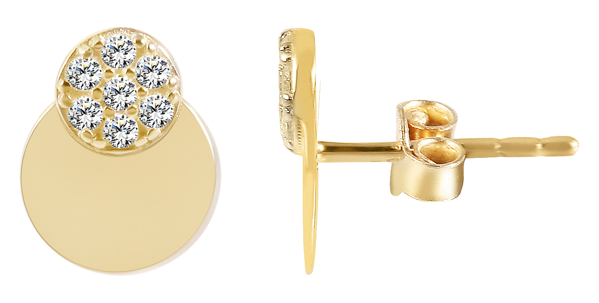 333/- Gold "Saranja" Ohrsteckermit Zirkonia, 8 Karat, Gelbgold