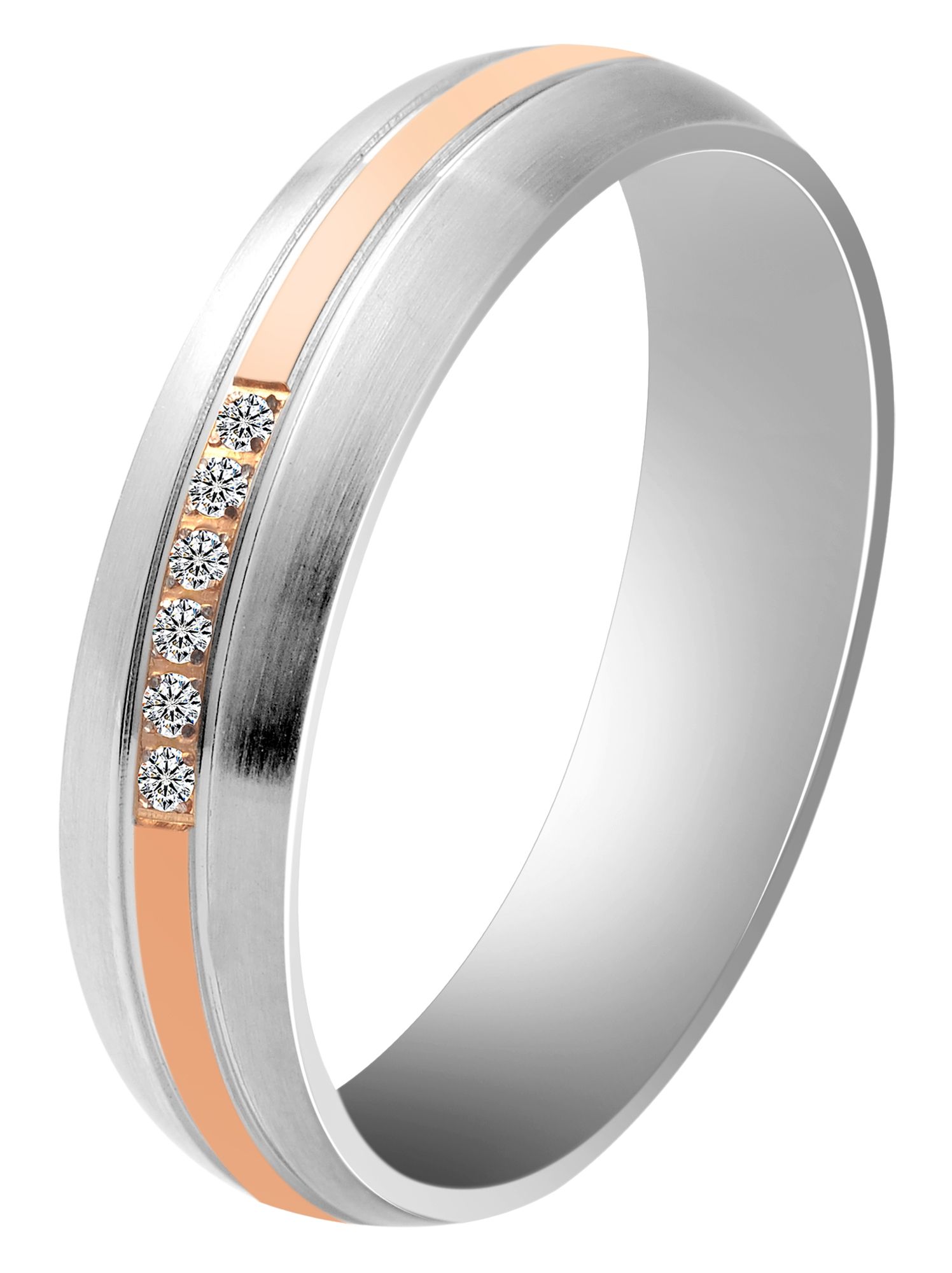 "Dilma", Akzent Damen-Partnerring, Edelstahl, Similibesatz, bicolor, Gr. 48