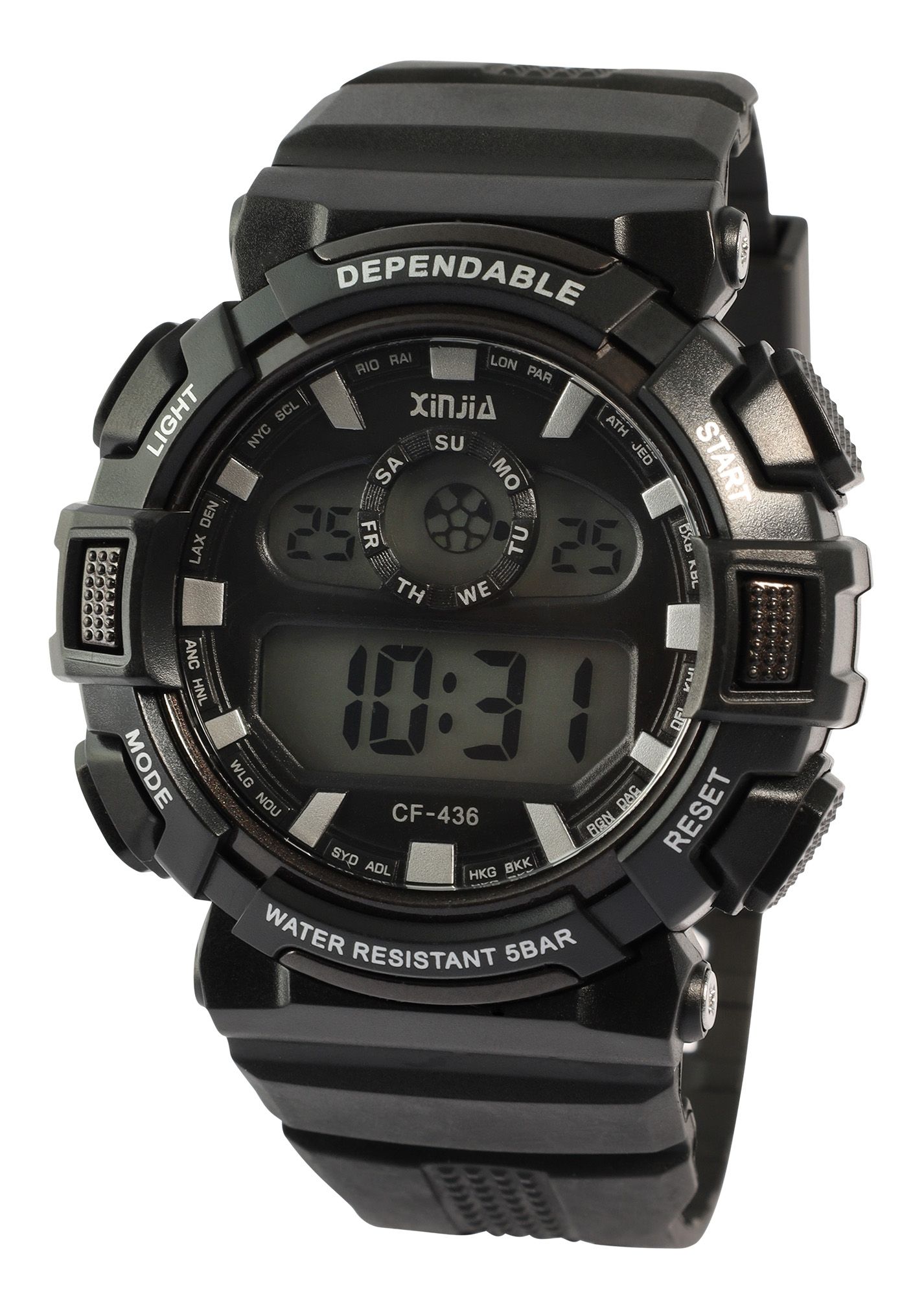 Xinjia Herrenuhr mit TPU-Band, schwarz + silber