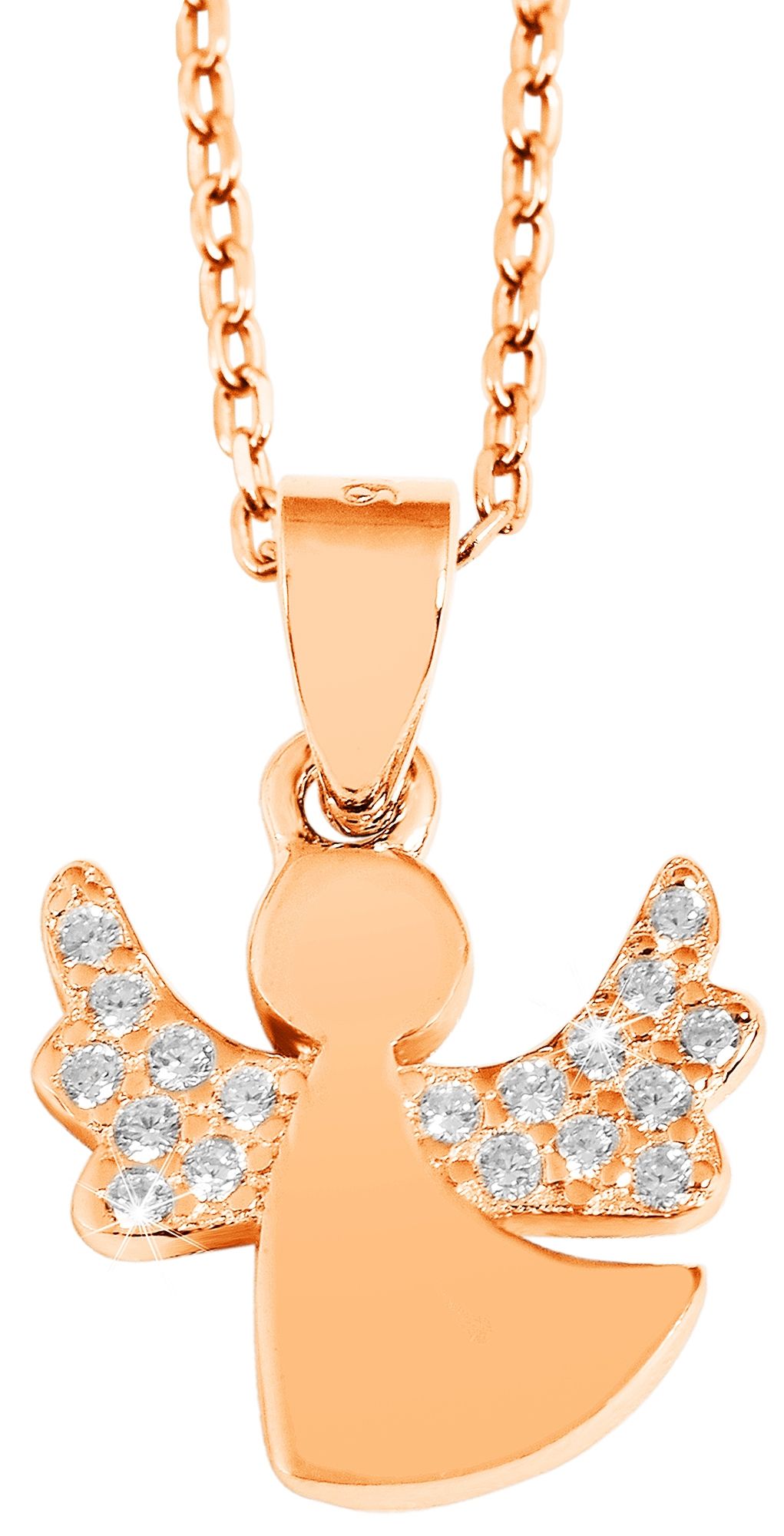 "Elisa" 925/- Echt Silber Anhänger, Engel, Zirkon, rosévergoldet