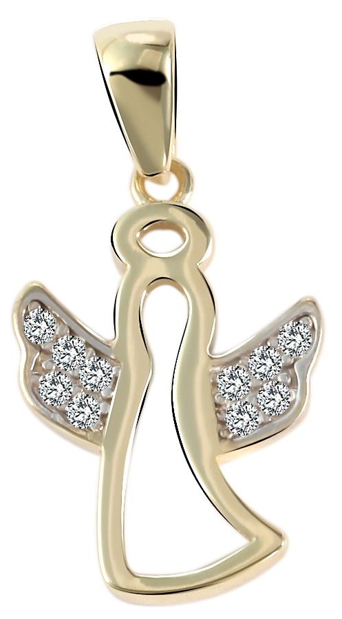 375/- Gold Anhänger "Charice" ohne Kette, Engel, Zirkoniabesatz, 9 Karat, Gelbgold