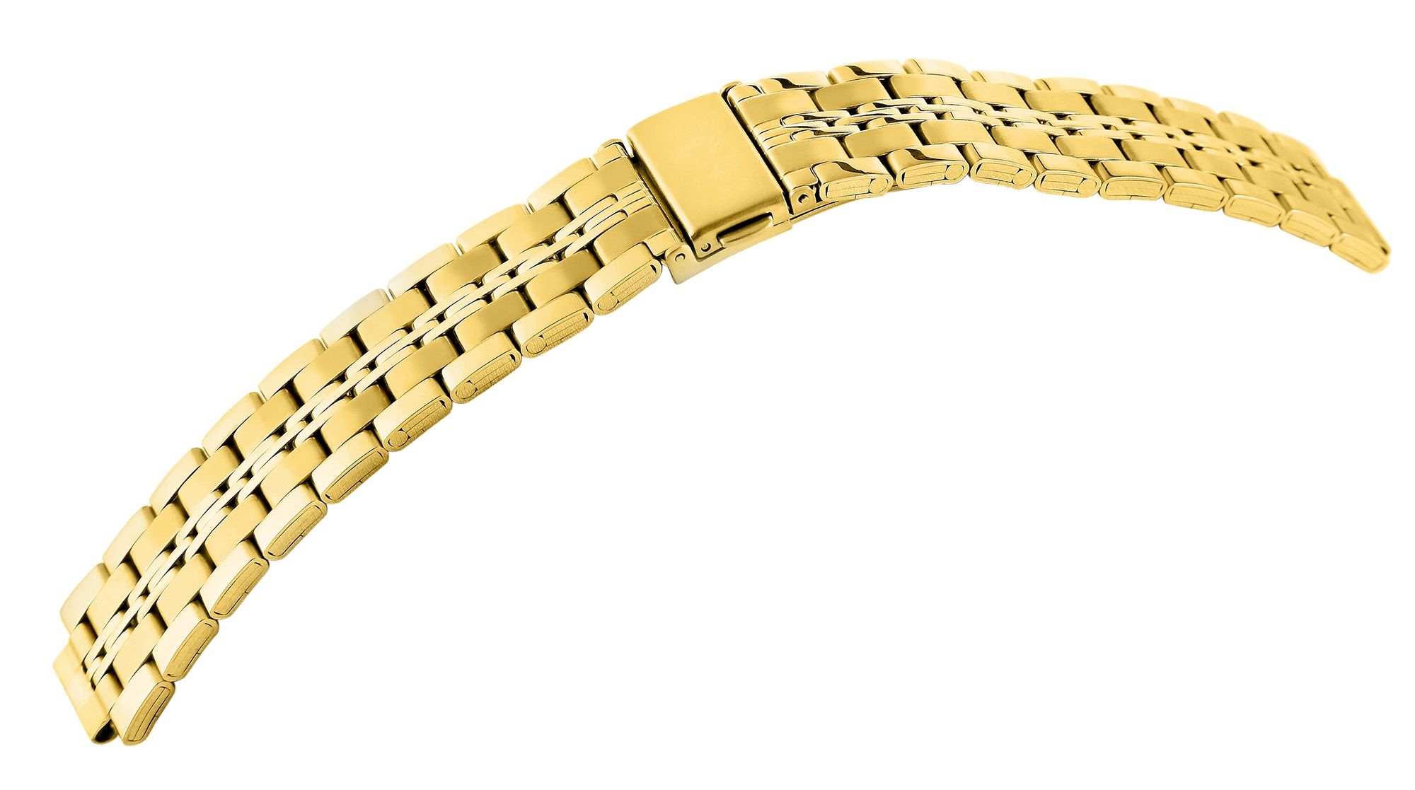 Edelstahl-Uhrenarmband mit Faltschließe, goldfarben, 22 mm