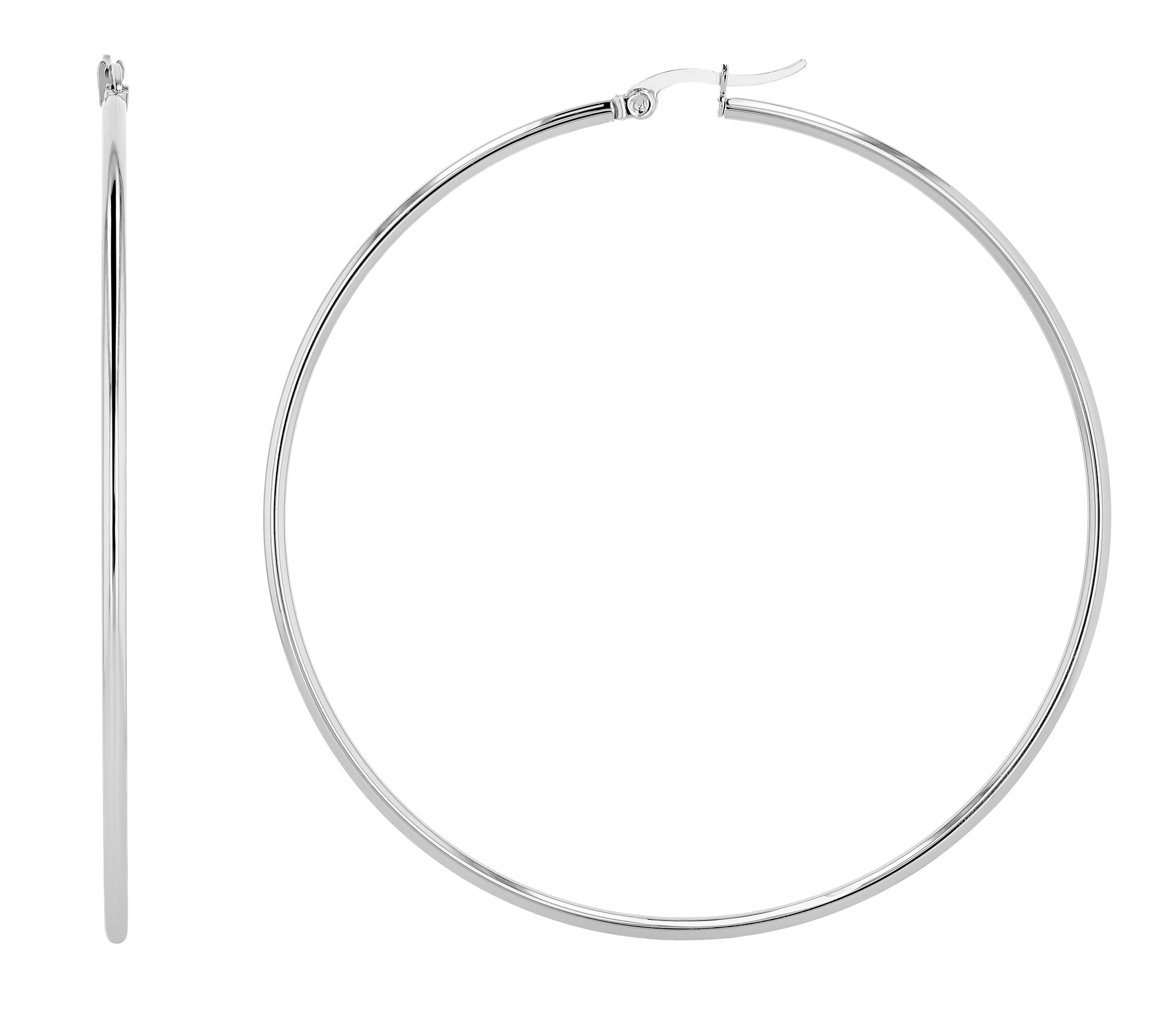 Edelstahl Creolen, silberfarbig, 70mm