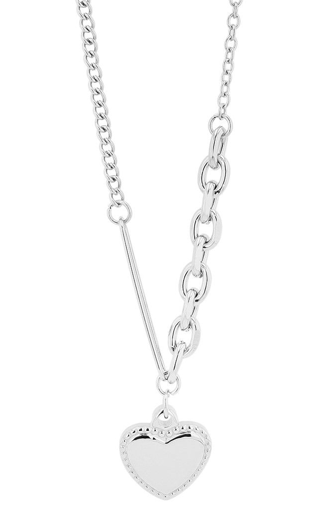 "Cordis" Edelstahlkette mit Anhänger, 43 cm + 6 cm Verlängerung, Herz