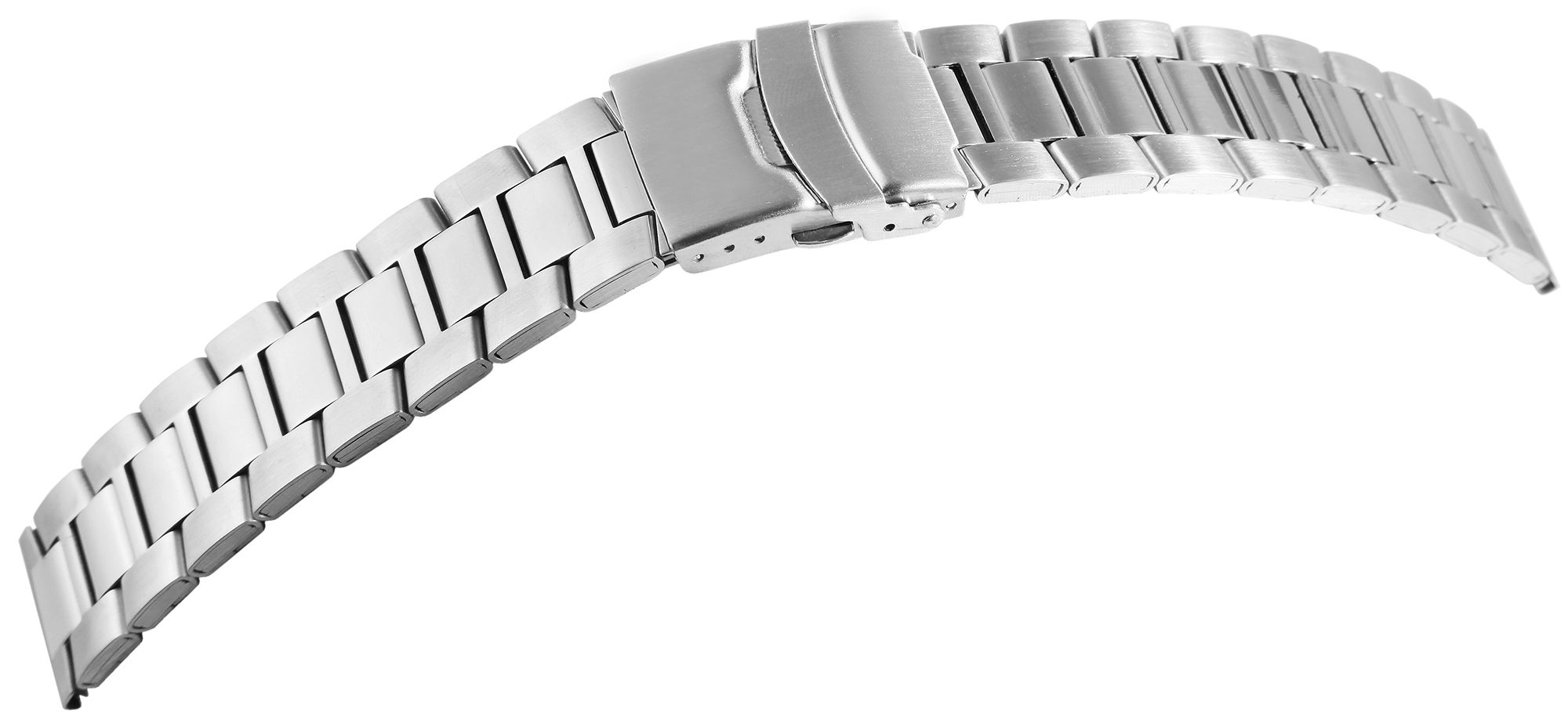 Edelstahl-Uhrenarmband, silberfarben, mattiert, 22 mm