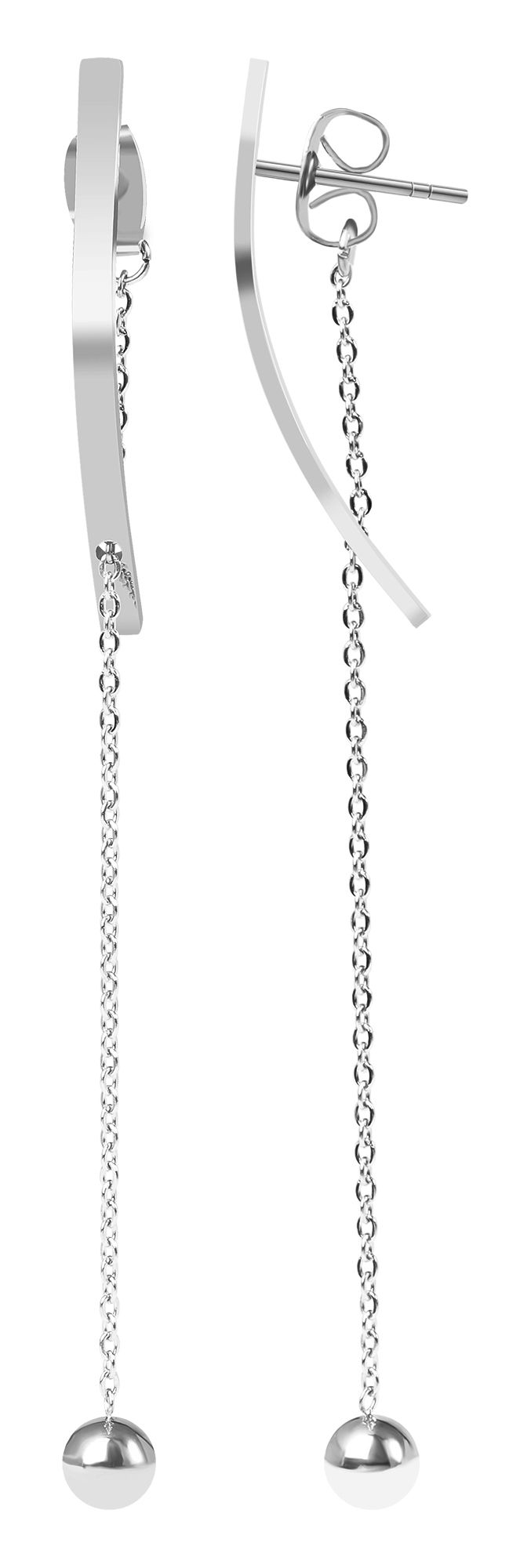 Akzent Edelstahl Ohrring, silberfarbig, Länge: 7,5 cm / Breite: 3 cm / Stärke: 0,2 cm