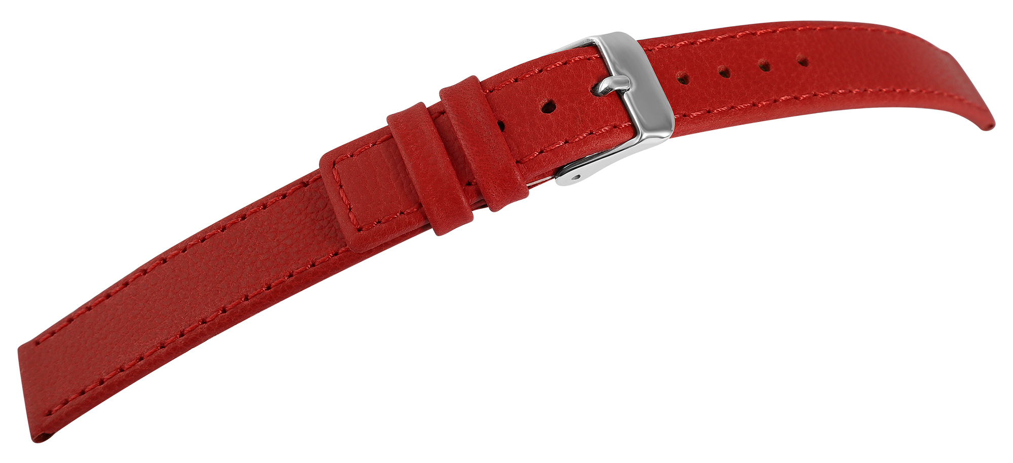Echtleder-Uhrenarmband "super-soft", rot, Naht, 14 mm
