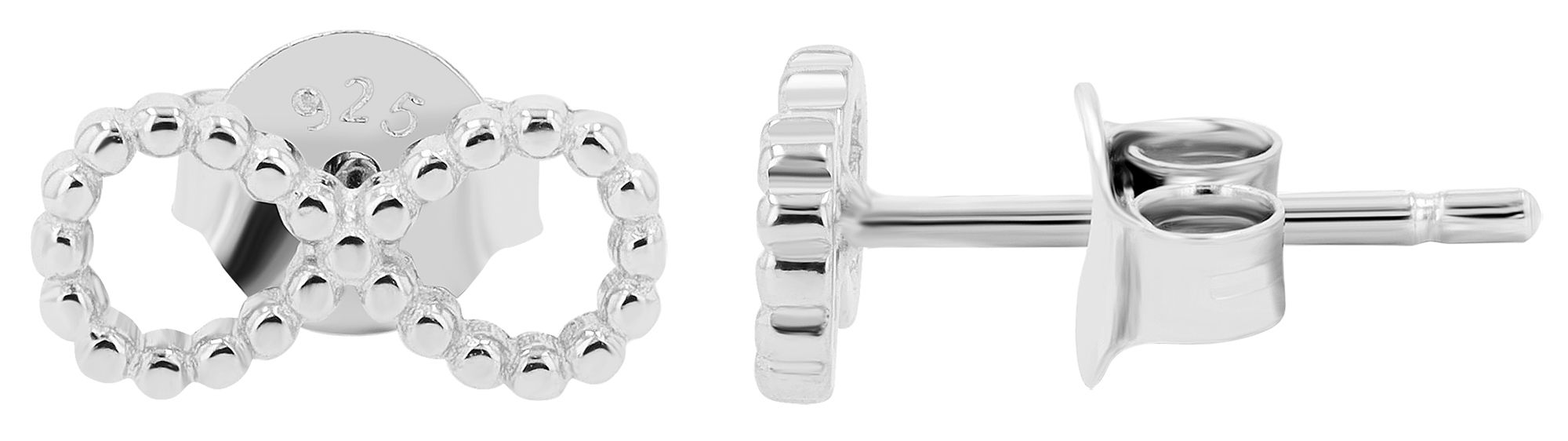 925er Echt Silber Infinity-Ohrstecker "Leonela", rhodiniert