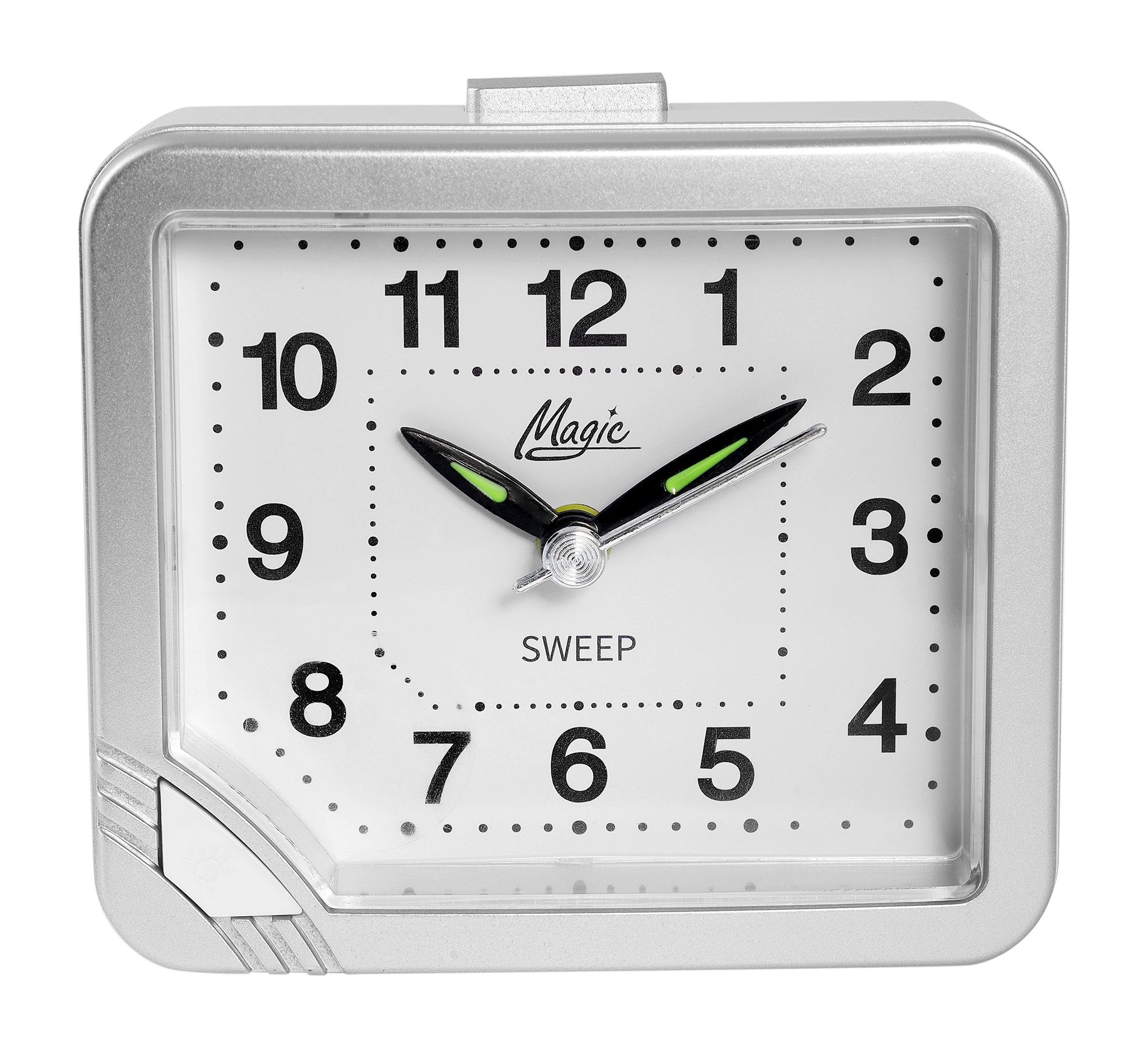 Magic Wecker (Obenabsteller, schleichende Sekunde, Licht), silberfarben