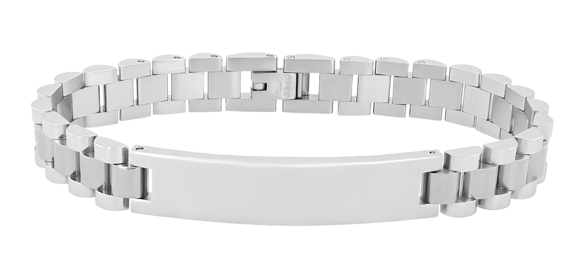 "Wini" Armband mit Gravurplatte, 21 cm/ 10 mm, silberfarbig