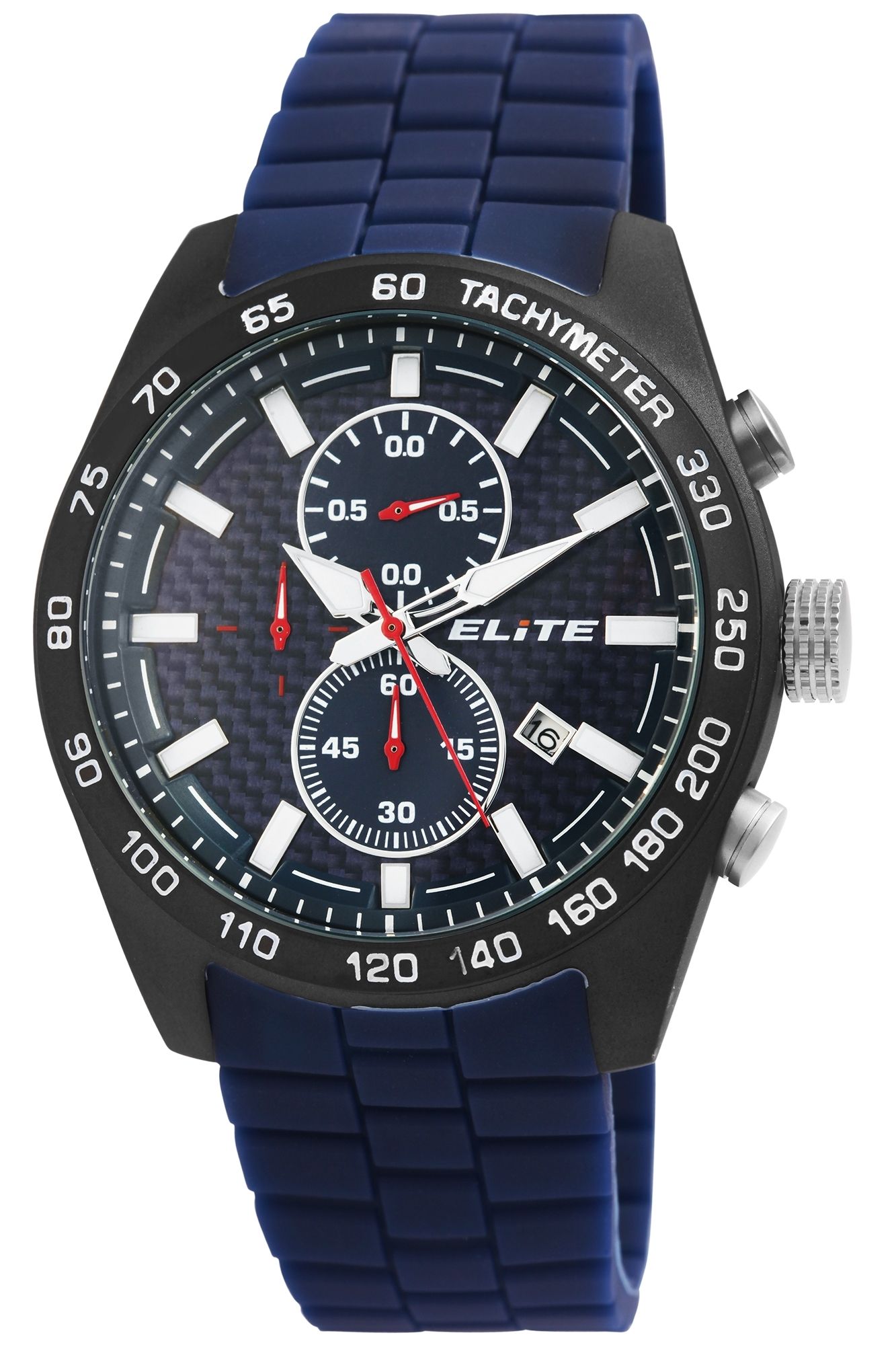 ELITE Herrenchronograph mit Silikonband, schwarz/blau