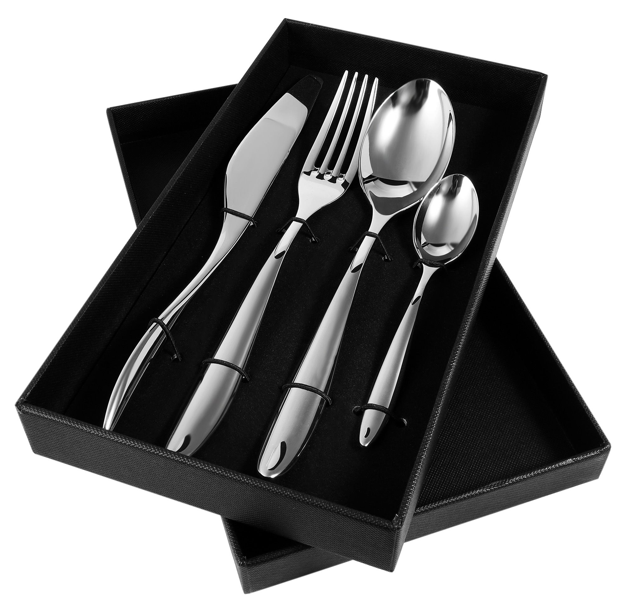 Hochwertiges Besteckset aus Edelstahl, 4-teilig, gravierbar