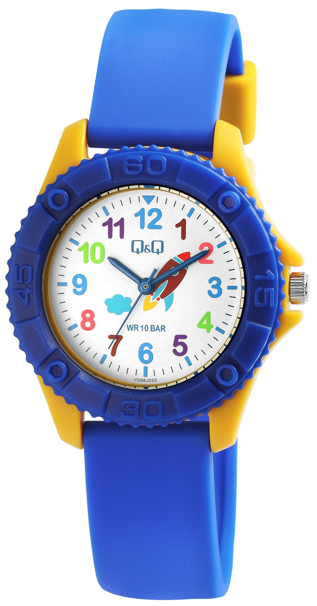 Q&Q Kinderuhr, Silikonarmband, "Rakete", 10 Bar, Ø 35 mm