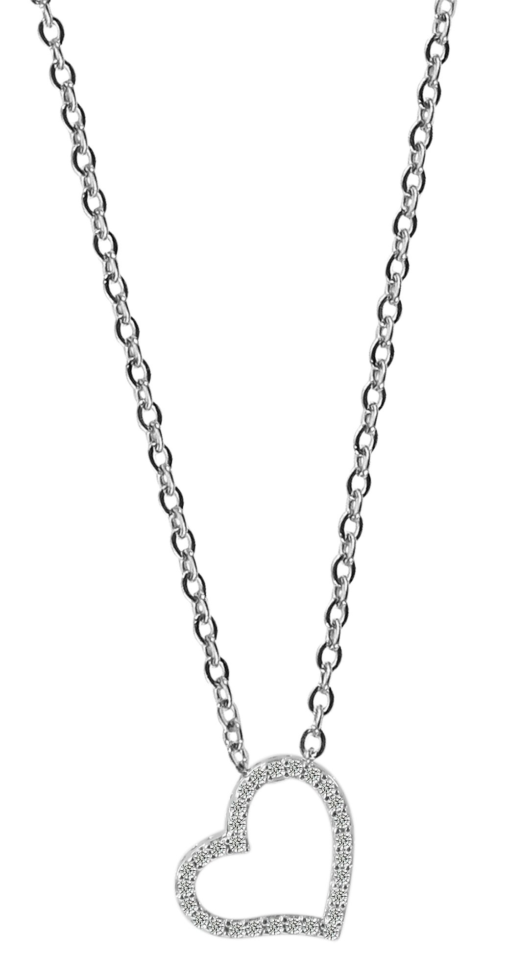 "Milla" 925/rh, Echt Silber Kette mit Herzanhänger, silberfarben