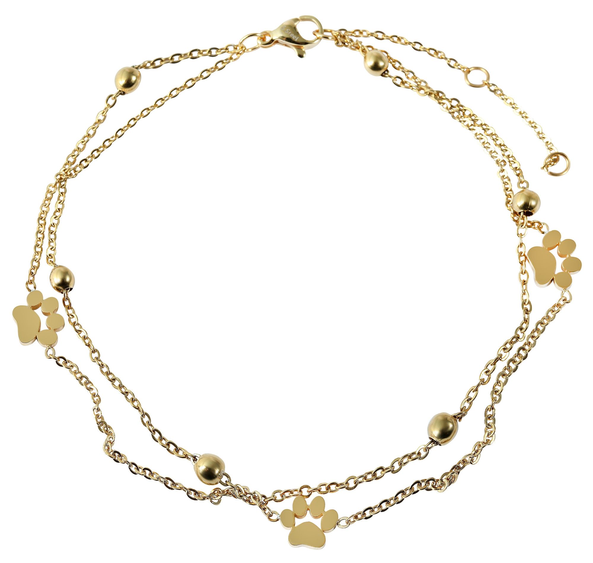 Akzent Edelstahl Fußkettchen, Länge 24 cm, goldfarbig