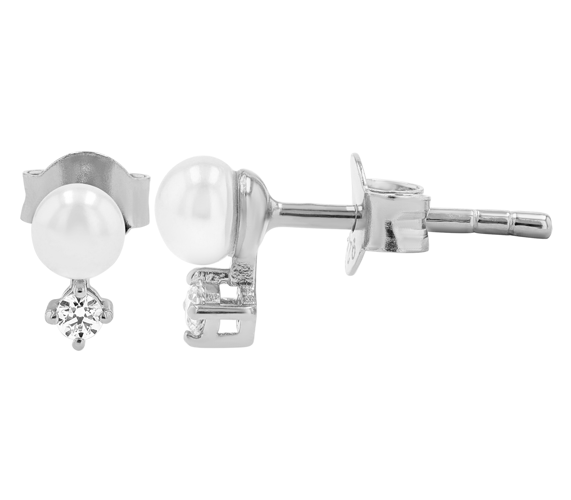 Sif Jakobs Jewellery 925/- Echt Silber Ohrstecker, Süßwasserperle/ Zirkonia "Adria Uno Piccolo", rh.
