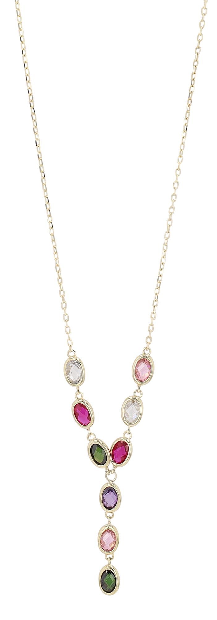 333/- Gold "Colory" Halskette mit farbigem Besatz, 8 Karat, Gelbgold