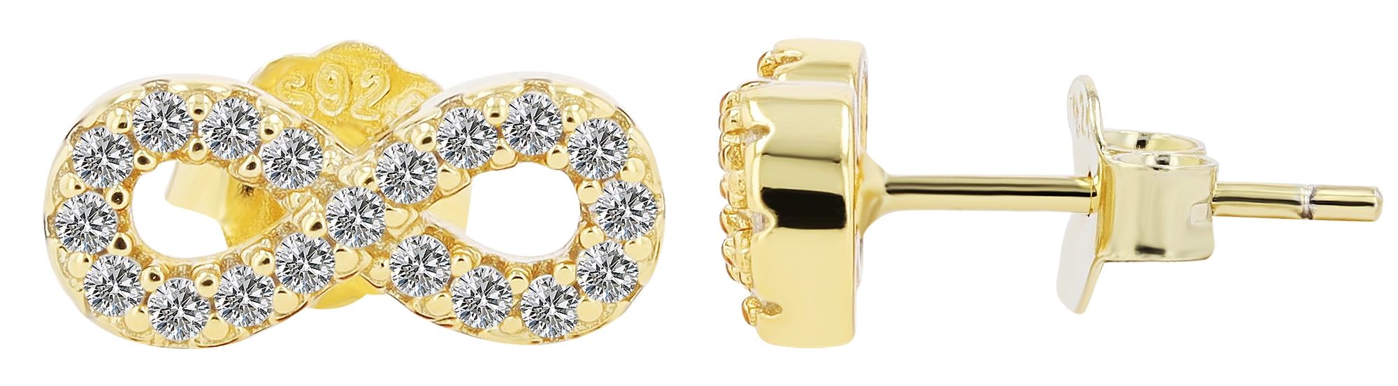 "Mariko" - Infinity Ohrstecker, 925/- Echt Silber, Gold