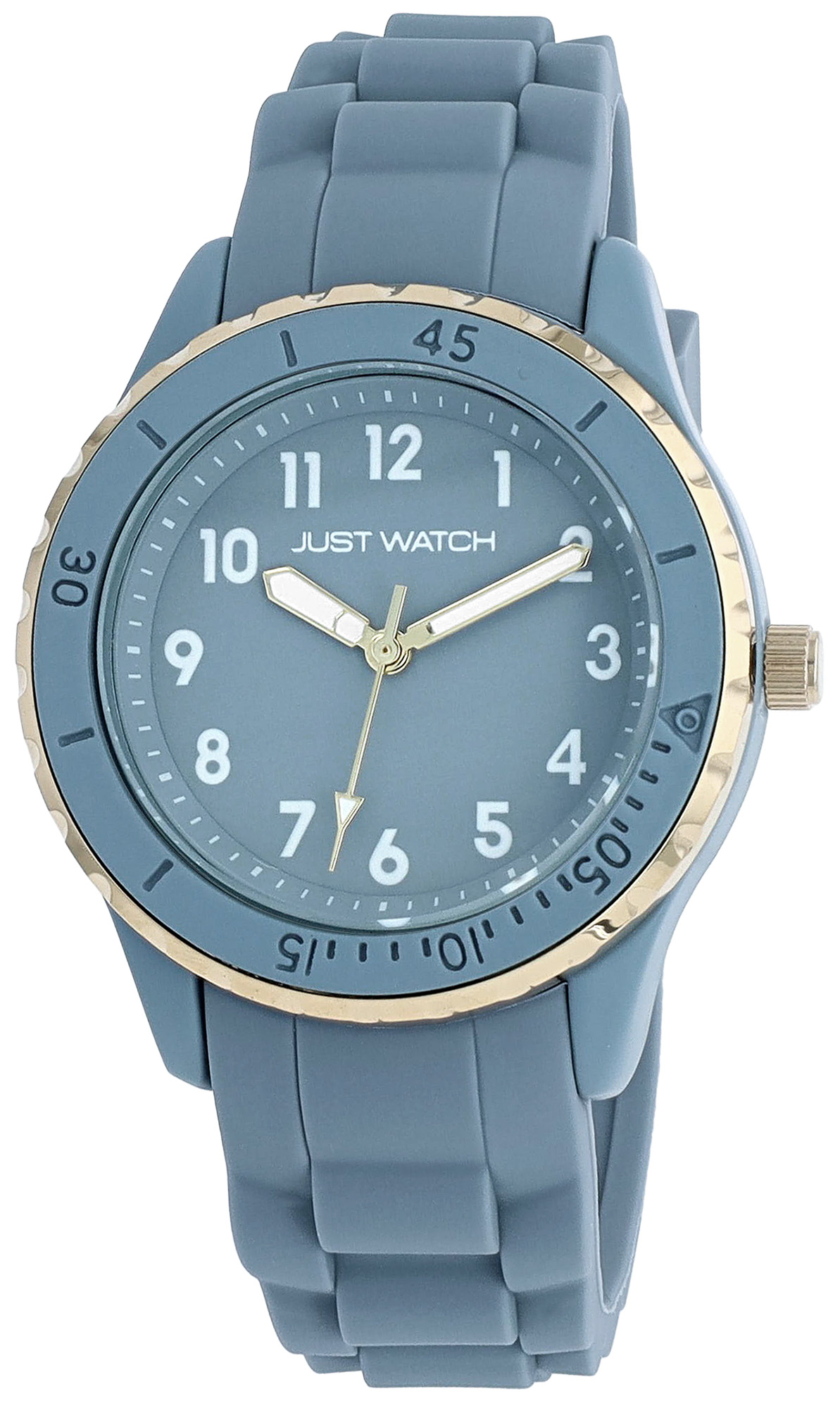 JUST WATCH Damenuhr "Kaia" mit Silikonband, 5ATM, hellblau/ goldfarben