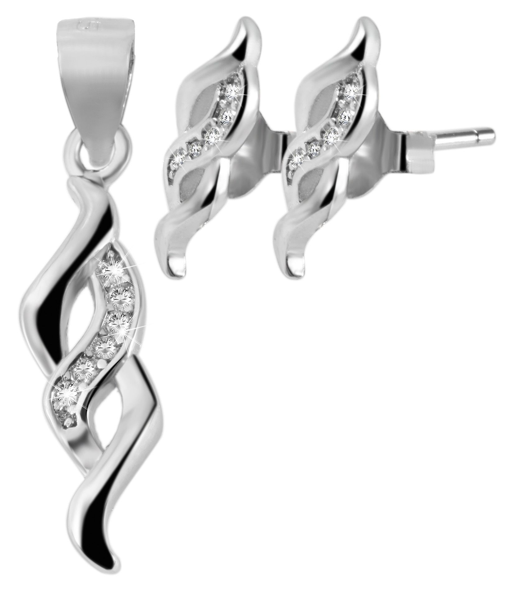 925/- Echt Silber Schmuckset "Ranim" mit Ohrringen und Anhänger, 925/rhodiniert