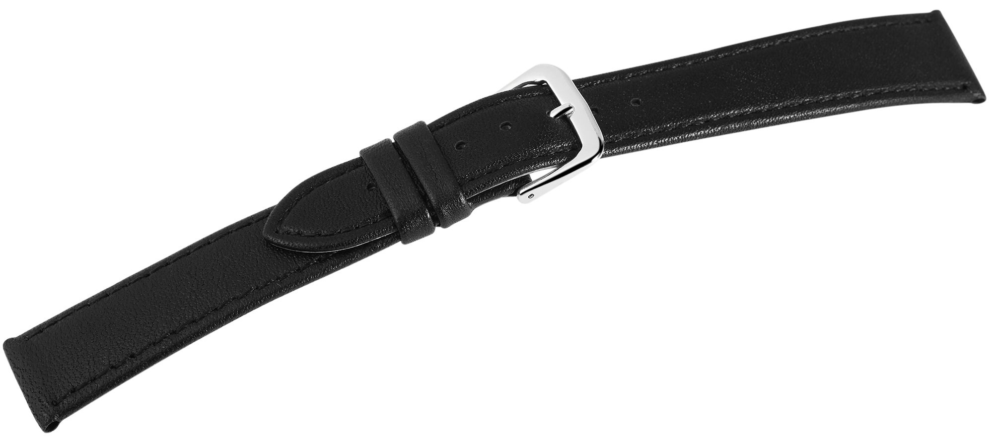12er Set Echtleder-Uhrenarmband in schwarz, 16 mm