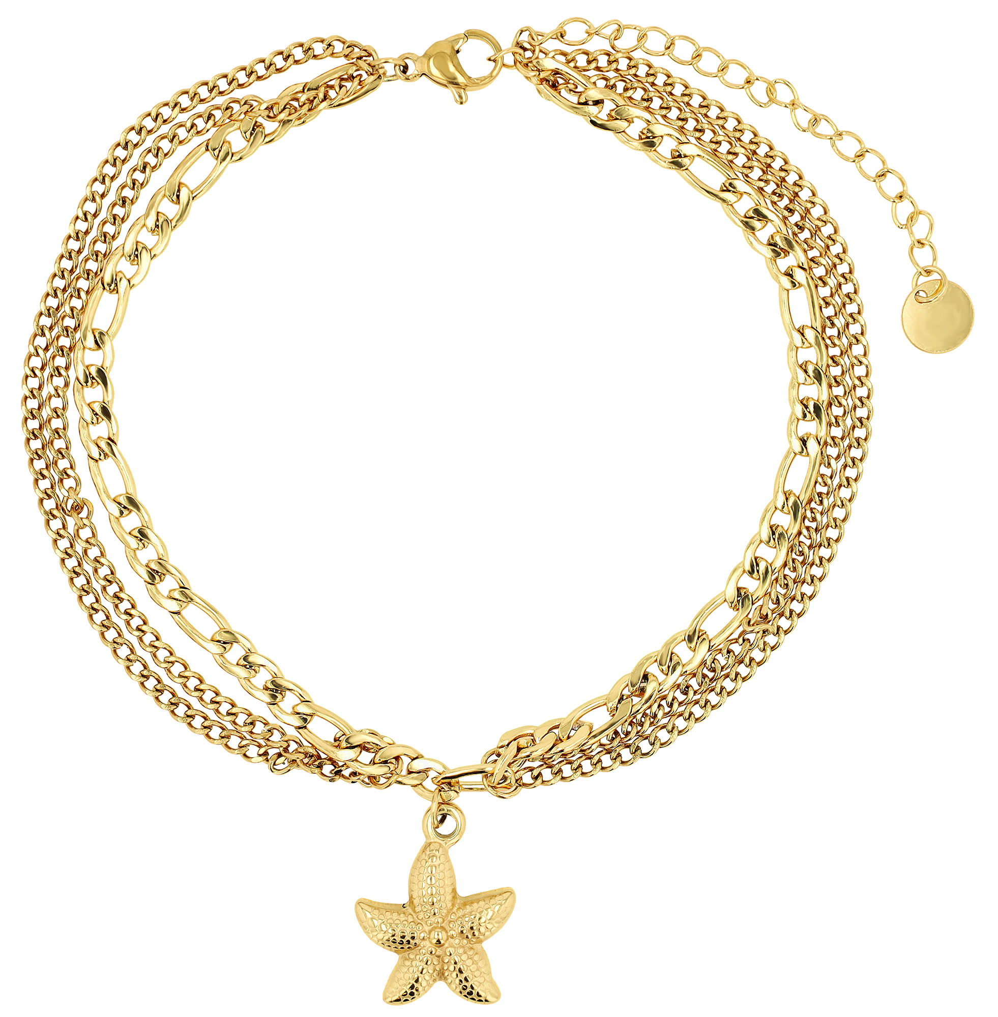 "Dyre" Fußkette mit Seestern, Edelstahl, goldfarben