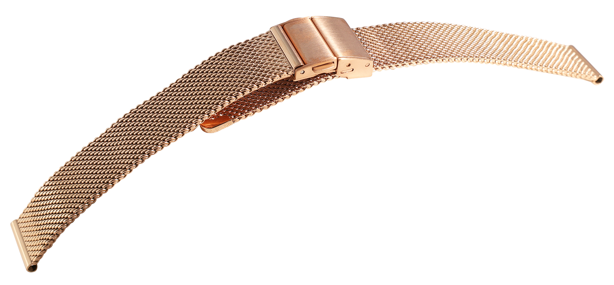 Edelstahl-Milanese (Quick-Release), Faltschließe, roségoldfarben, 14 mm