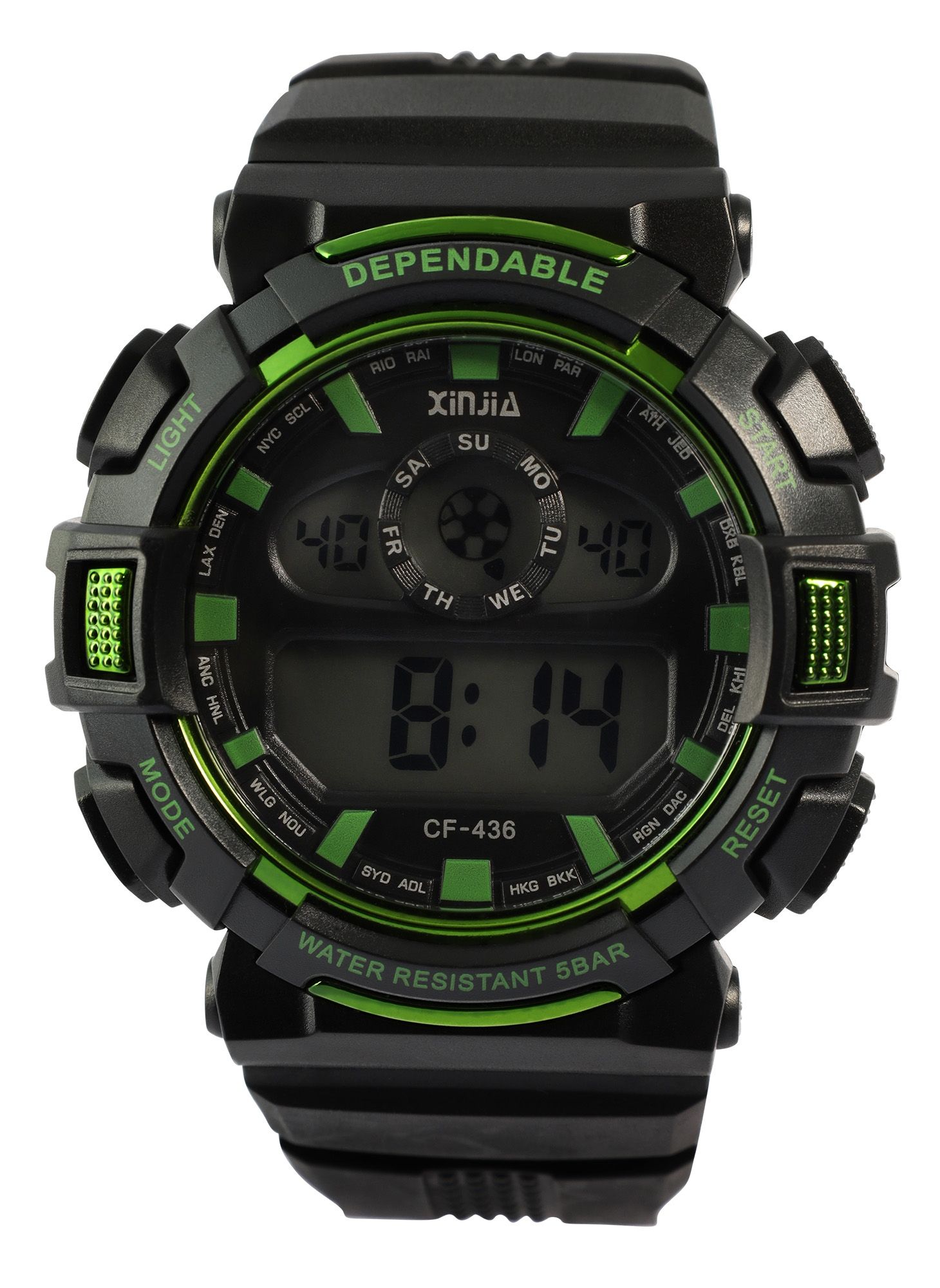Xinjia Herrenuhr mit TPU-Band, schwarz + grün