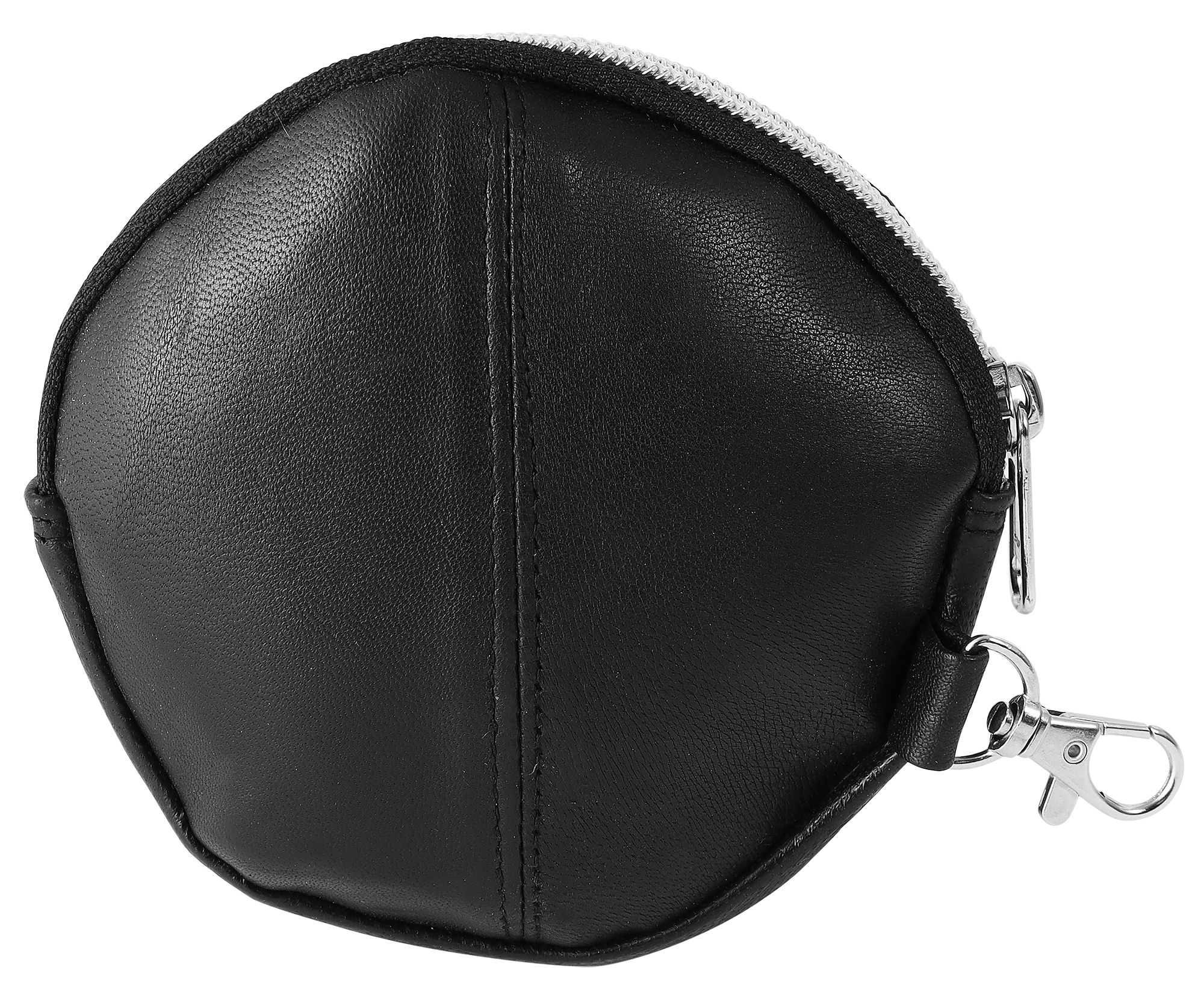 Echt Leder Mini Geldbörse rund, schwarz