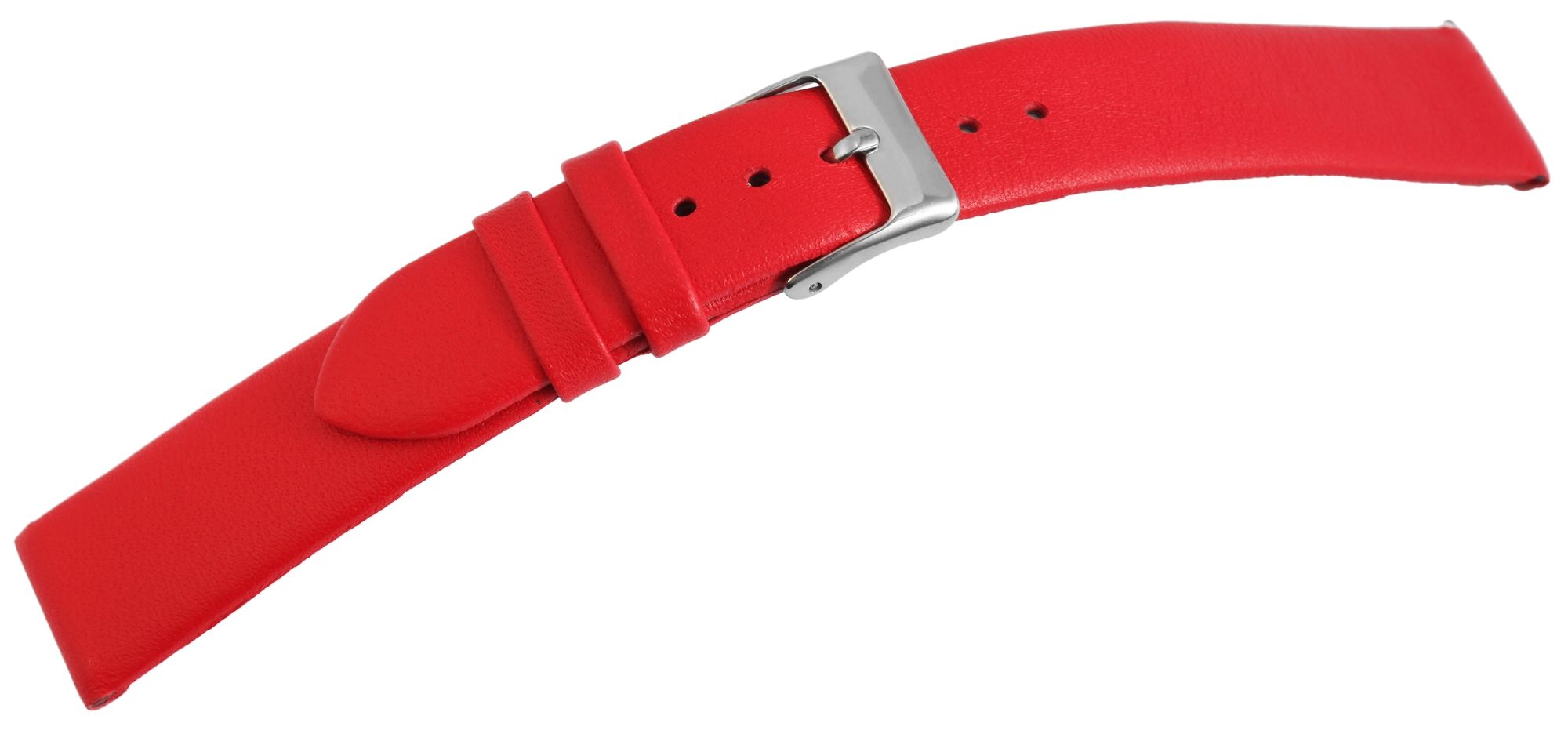 Echtleder-Uhrenarmband, nahtlos, rot, 20 mm
