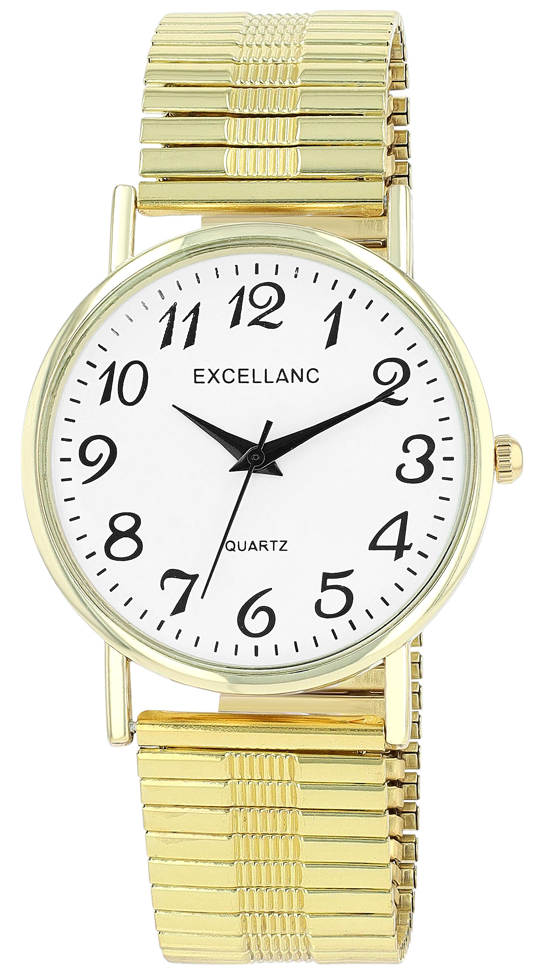 Excellanc Herrenuhr mit Edelstahl-Zugarmband, Ø 38 mm, goldfarben/ weiß