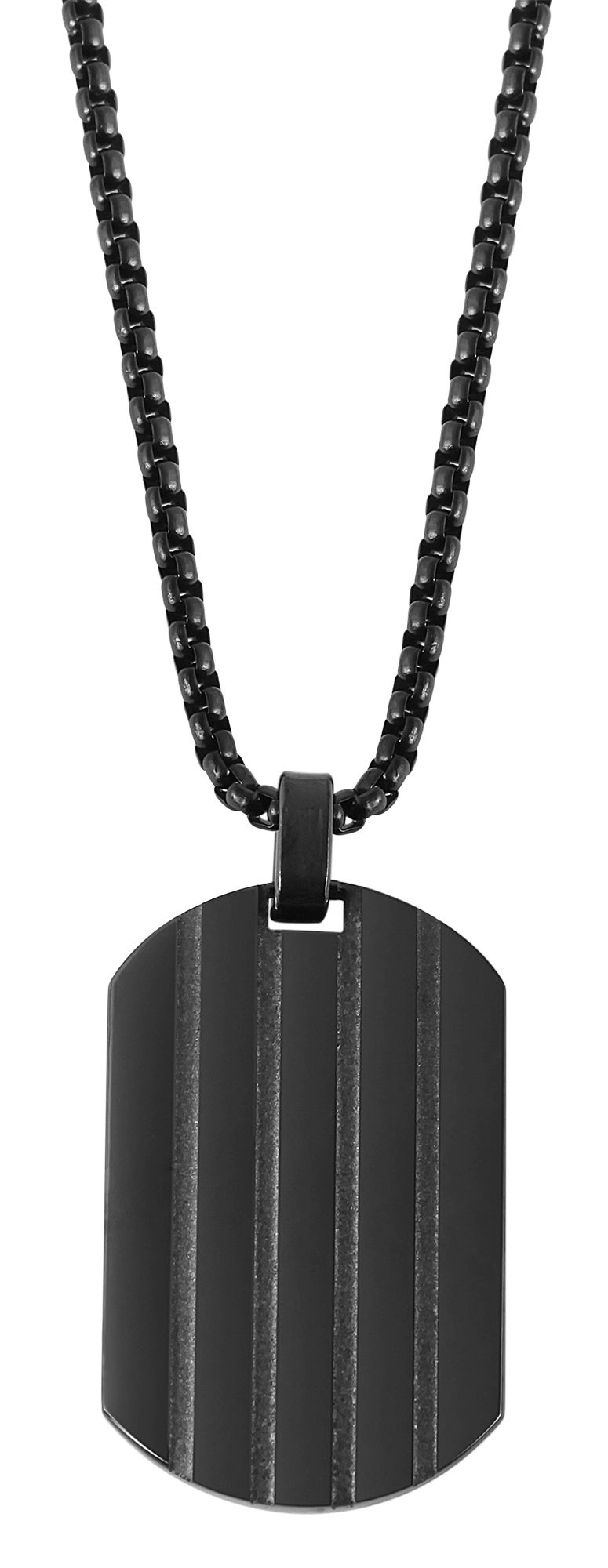 Akzent Halskette mit Dog Tag, Edelstahl, schwarz