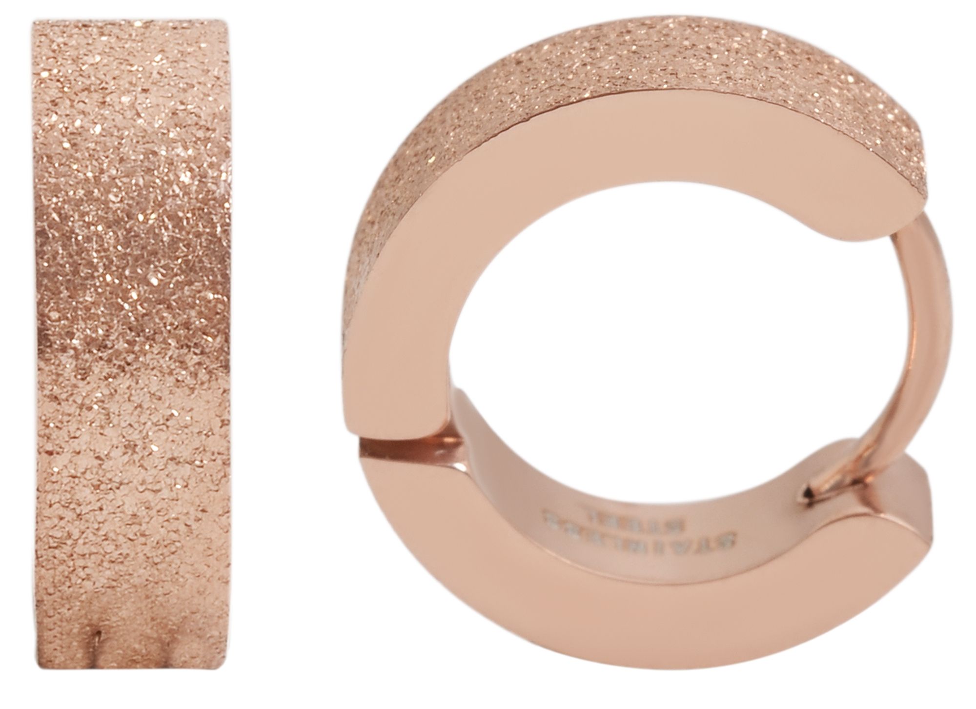 "Matty" Akzent Edelstahl Klapp-Creolen, sandgestrahlt, roségoldfarben