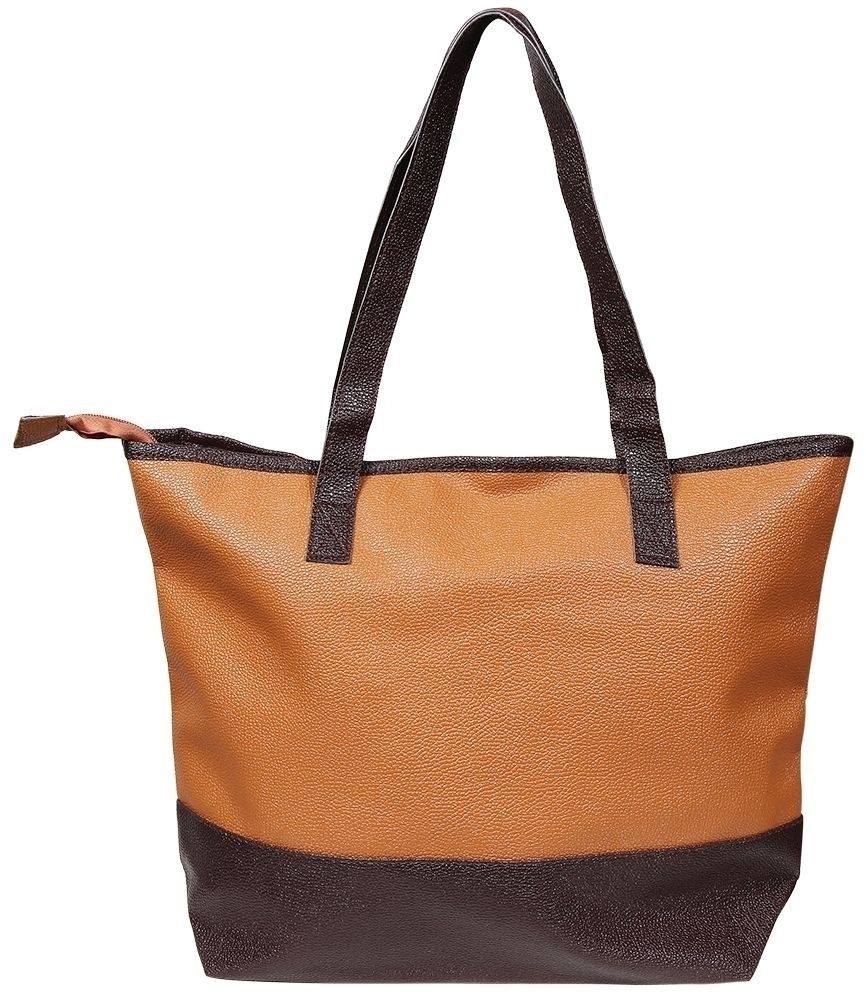 Damenhandtasche aus Lederimitation, Schwarz/ Braun