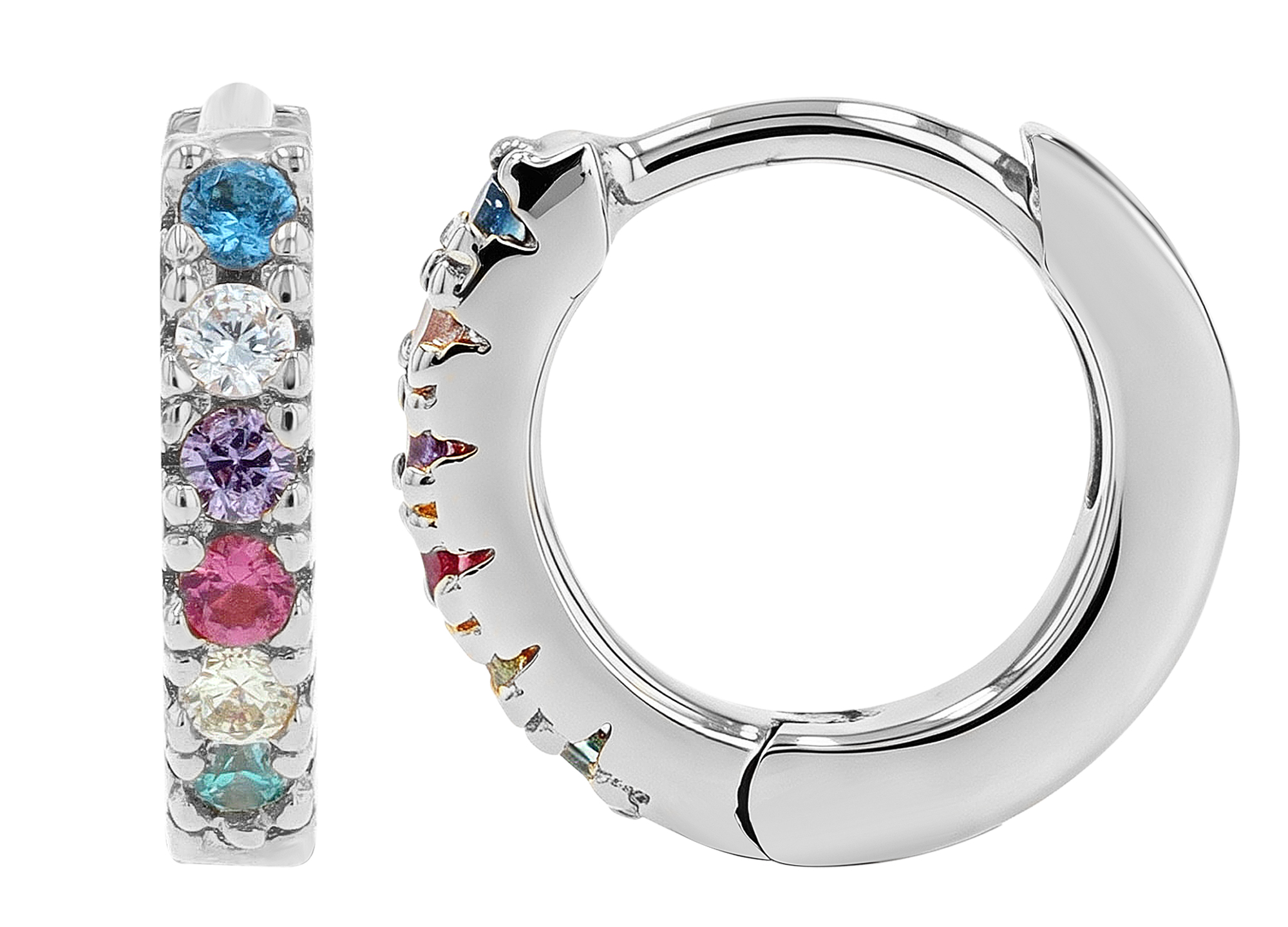 Sif Jakobs Jewellery 925/- Echt Silber Creolen "Ellera Piccolo" Ø 7 mm, Zirkonia (bunt), rhod.