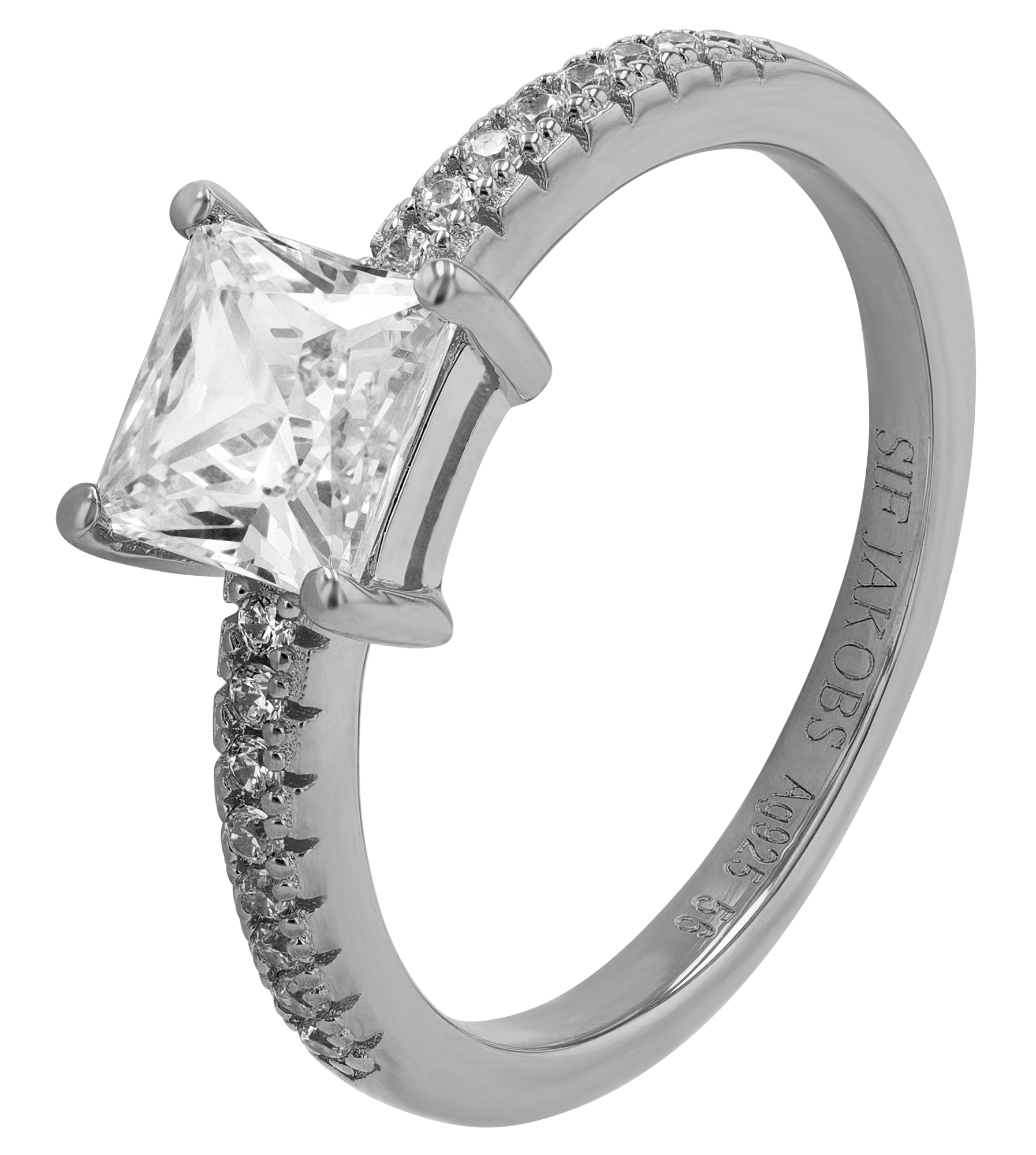 Sif Jakobs Jewellery 925/- Echt Silber Ring "Ellera Quadratto", Gr 54, Zirkonia (weiß), rhodiniert